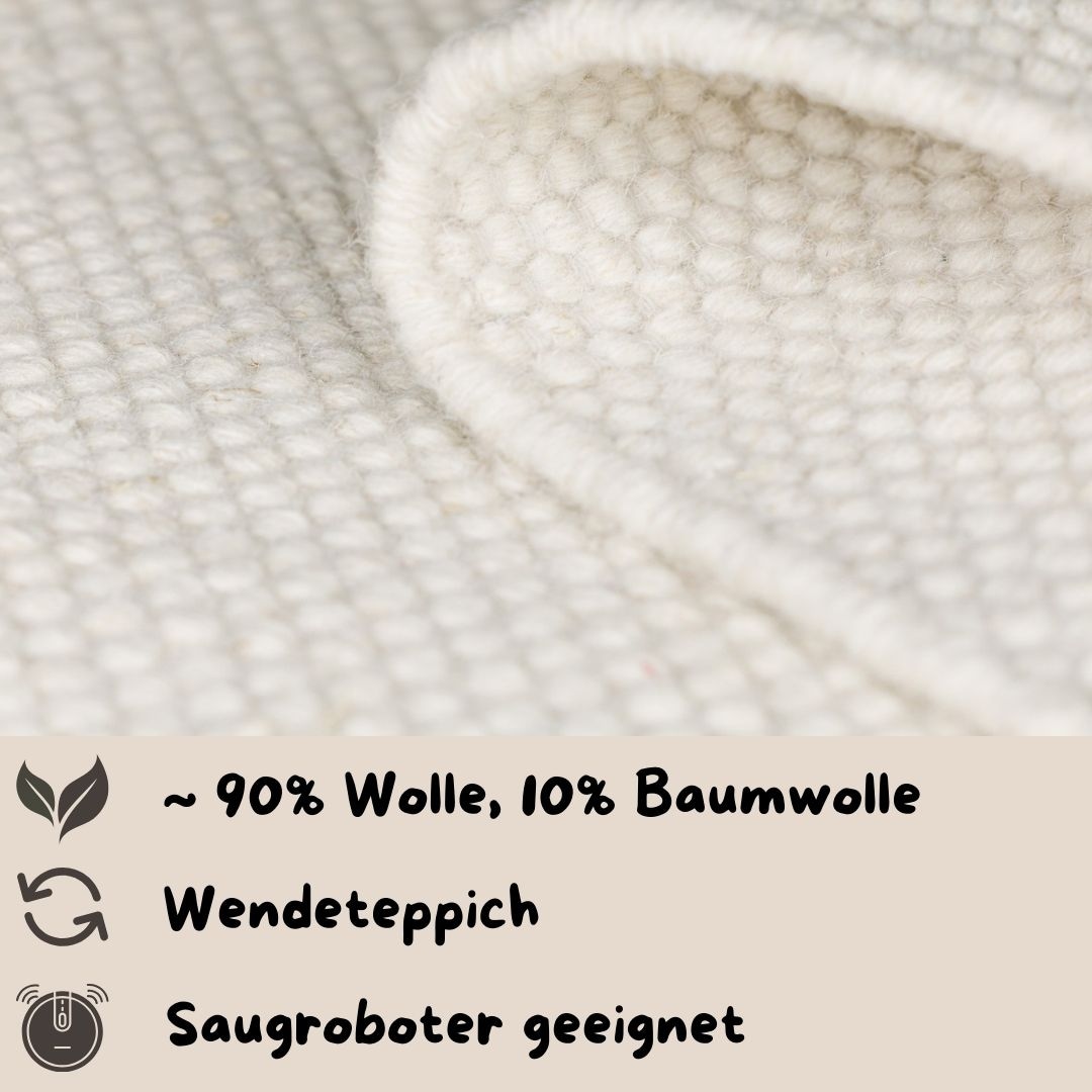 andas Wollteppich »Woolscape 1«, handgewebter Wendeteppich, Uni Farben, reine Wolle, Wohnzimmer