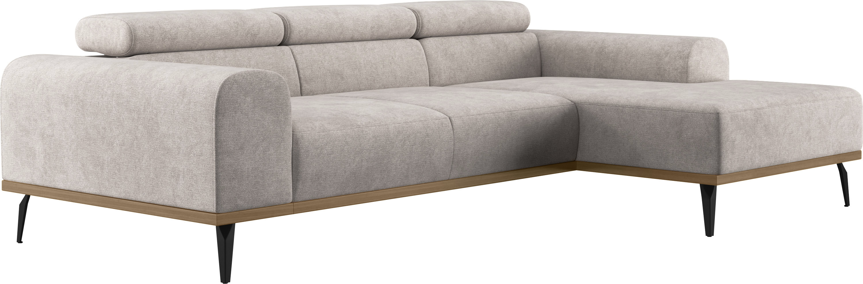 Ecksofa HOME AFFAIRE "Carlo L-Form", grau (elephant), B:244cm T:157cm, Sofas, Ecksofa, mit Kopfteilverstellung & Holz-Rahmenoptik, wahlweise Relaxfunktion 3