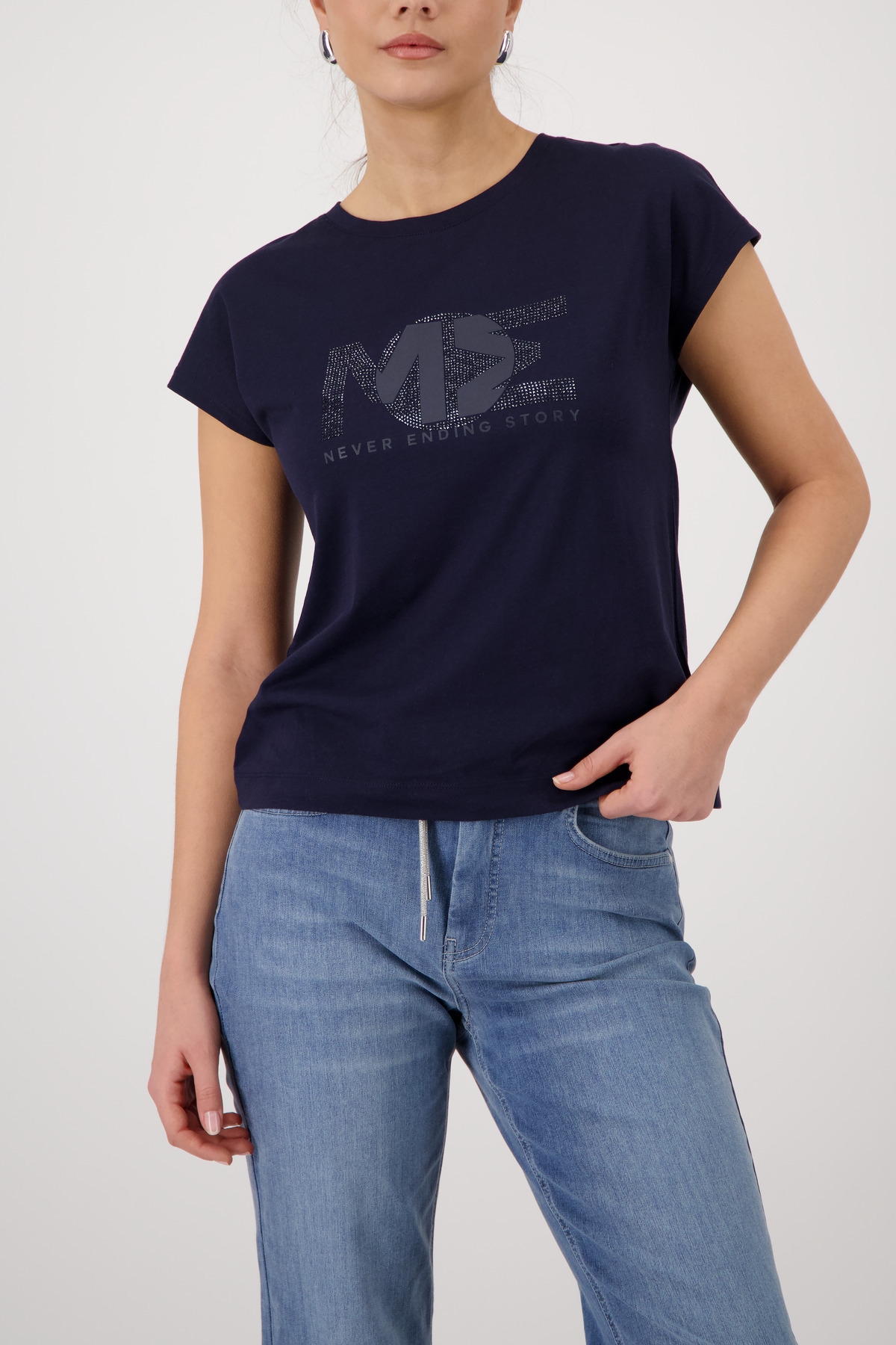 Monari T-Shirt "Shirt Basic Schmuck" Regular fit mit Strasssteinen günstig online kaufen