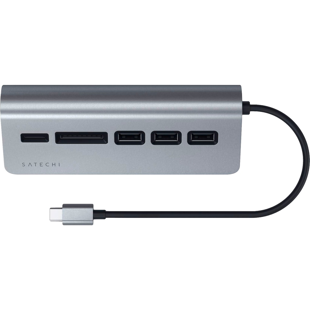 Satechi USB-Adapter »Type-C Aluminum USB Hub & Card Reader«, USB 3.0 Typ A zu USB Typ C