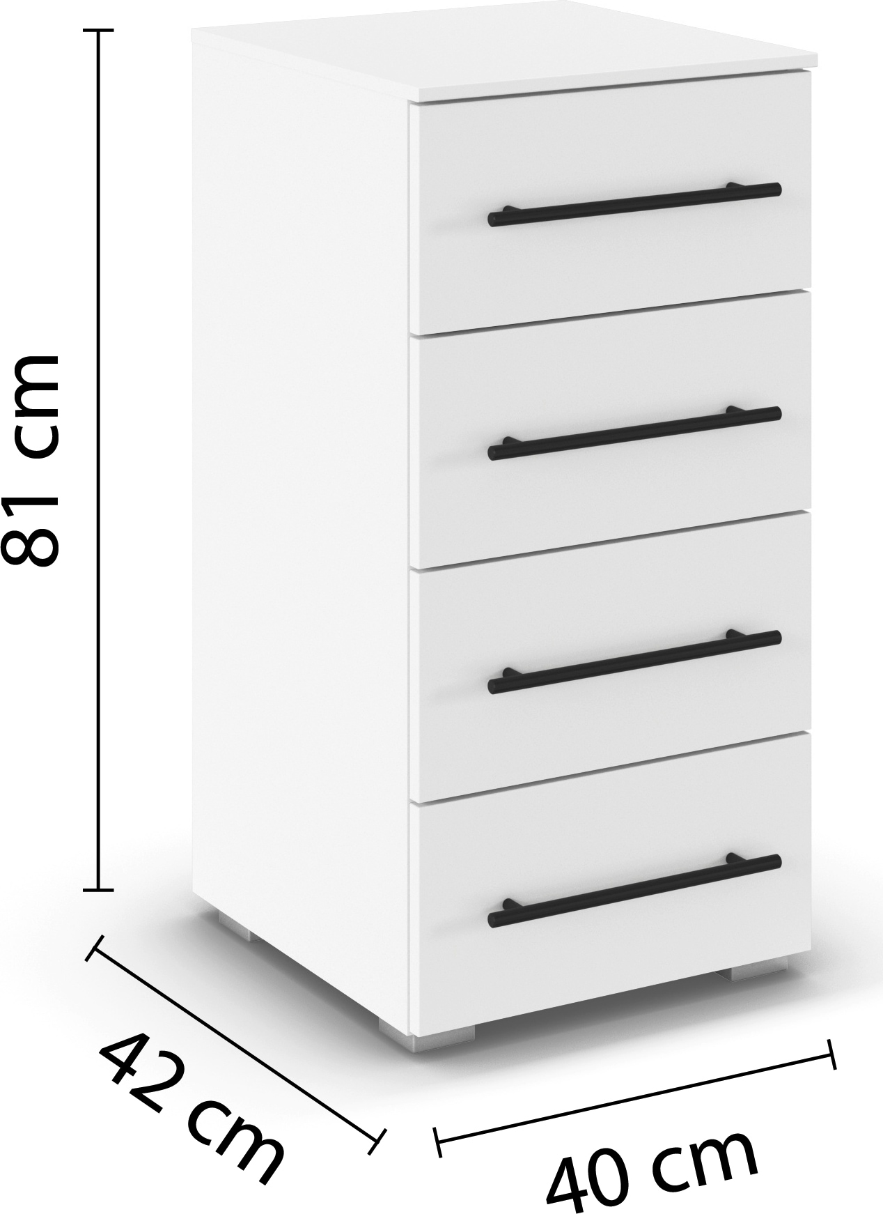 rauch Schubkastenkommode »Sideboard Schubladenkommode AVOLA mit Dekorfront« Breite 40 cm inkl. Soft-Close-Funktion,  Beimöbel 80 cm breit, 4 Schubladen mit viel Stauraum, MADE IN GERMANY
