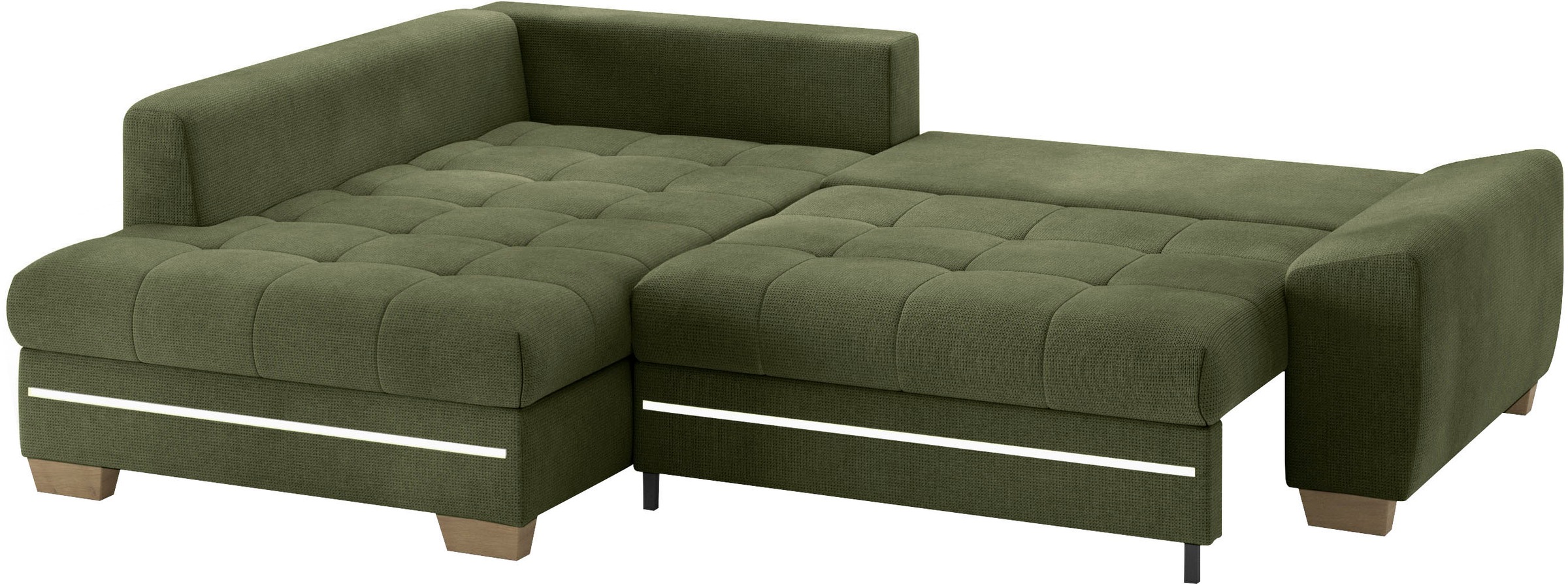 Mr. Couch Ecksofa »Nikita II, L-Form«, mit Kaltschaum, RGB-LED Beleuchtung, wahlweise mit Bett, Bettkasten