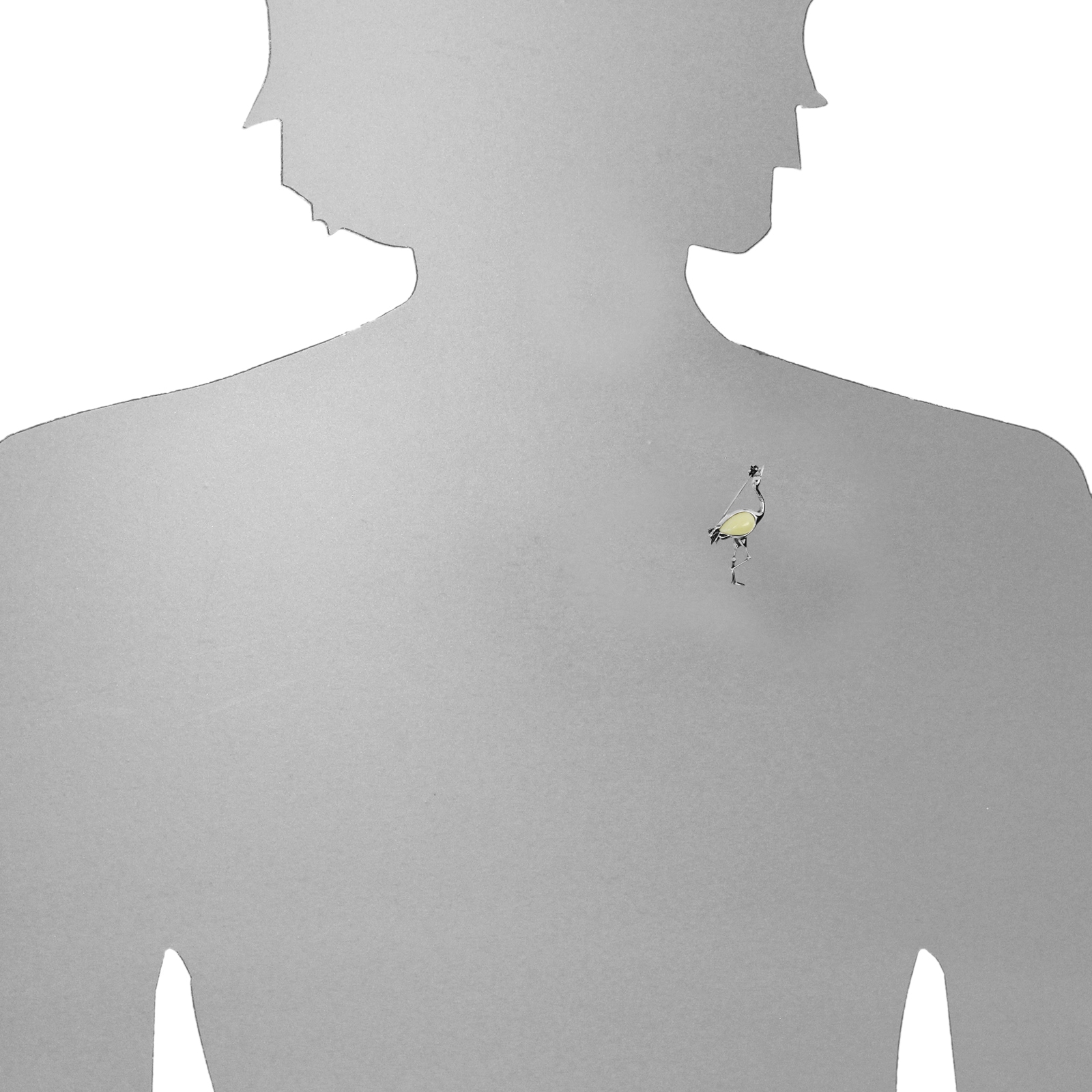 OSTSEE-SCHMUCK Brosche »- Kranich - Silber 925/000 - Bernstein«