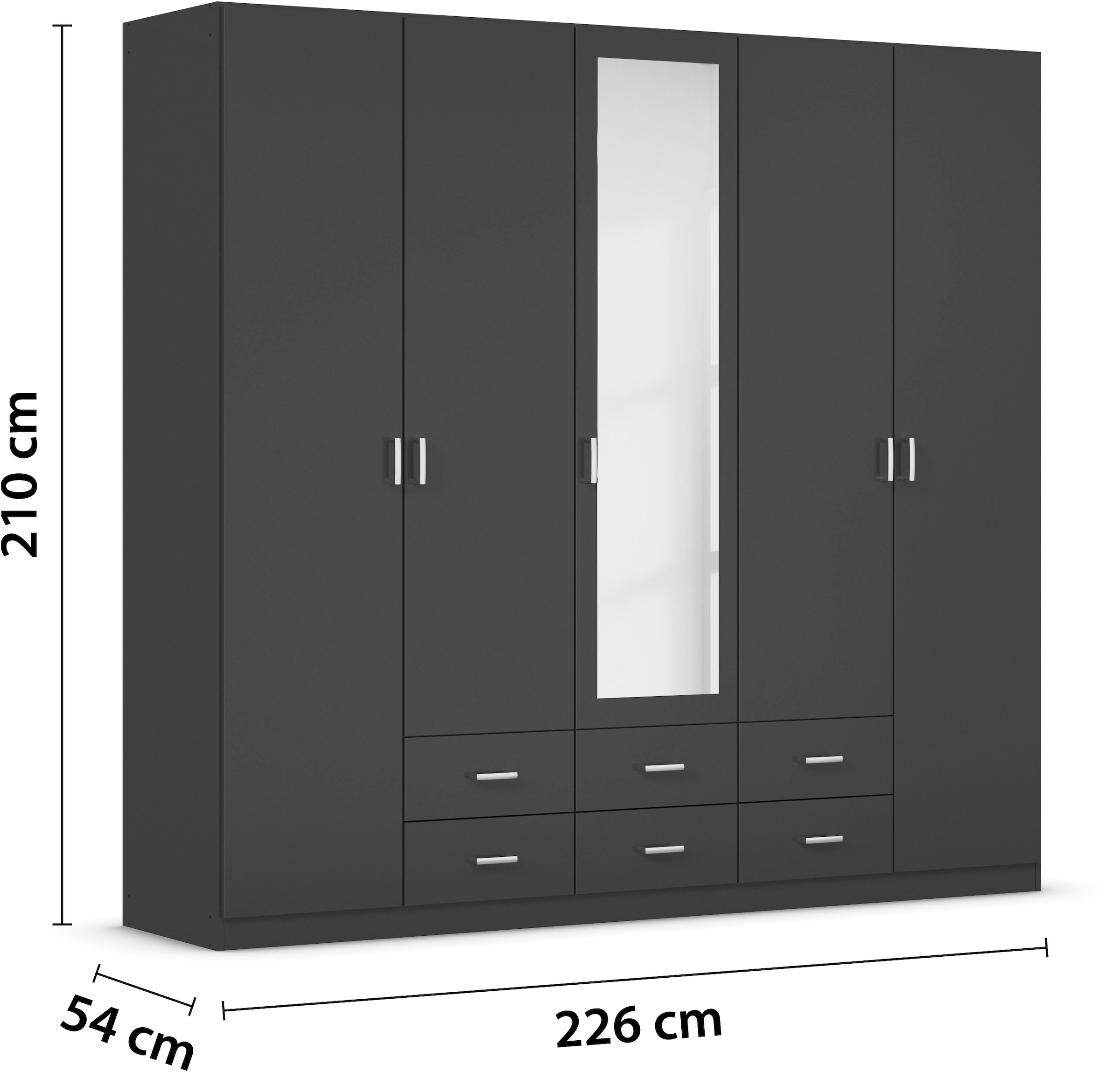 rauch Kleiderschrank »Kleiderschrank Schrank Garderobe Wäscheschrank GAMMA in 3 Breiten«, viel Stauraum mit 6 Schubladen, mit Spiegel TOPSELLER MADE IN GERMANY