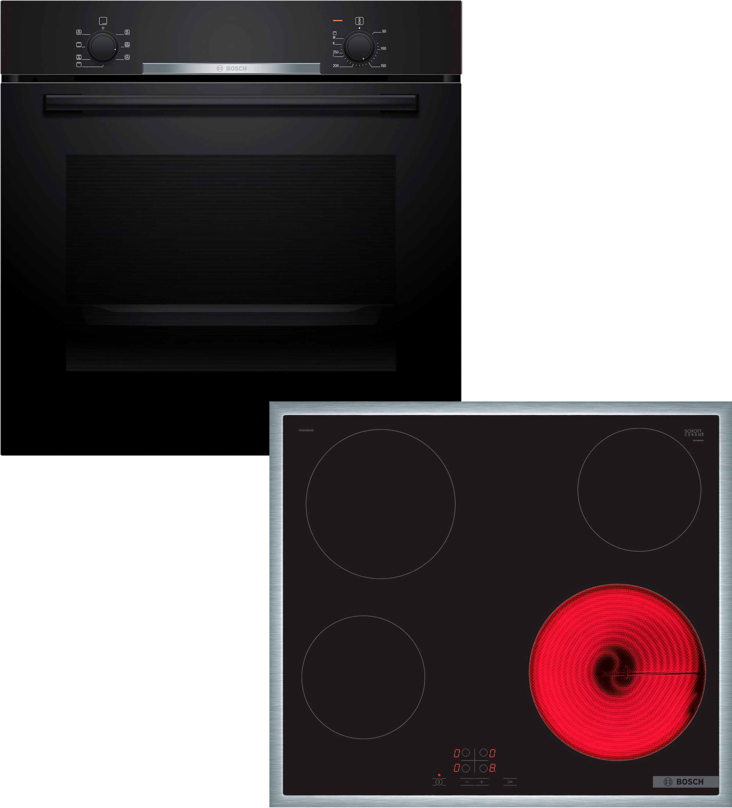 BOSCH Backofen-Set "HBD230CR63", schwarz, Herdsets, Gleichmäßige 3D-Heißluft & intuitive Touch-Select-Bedienung