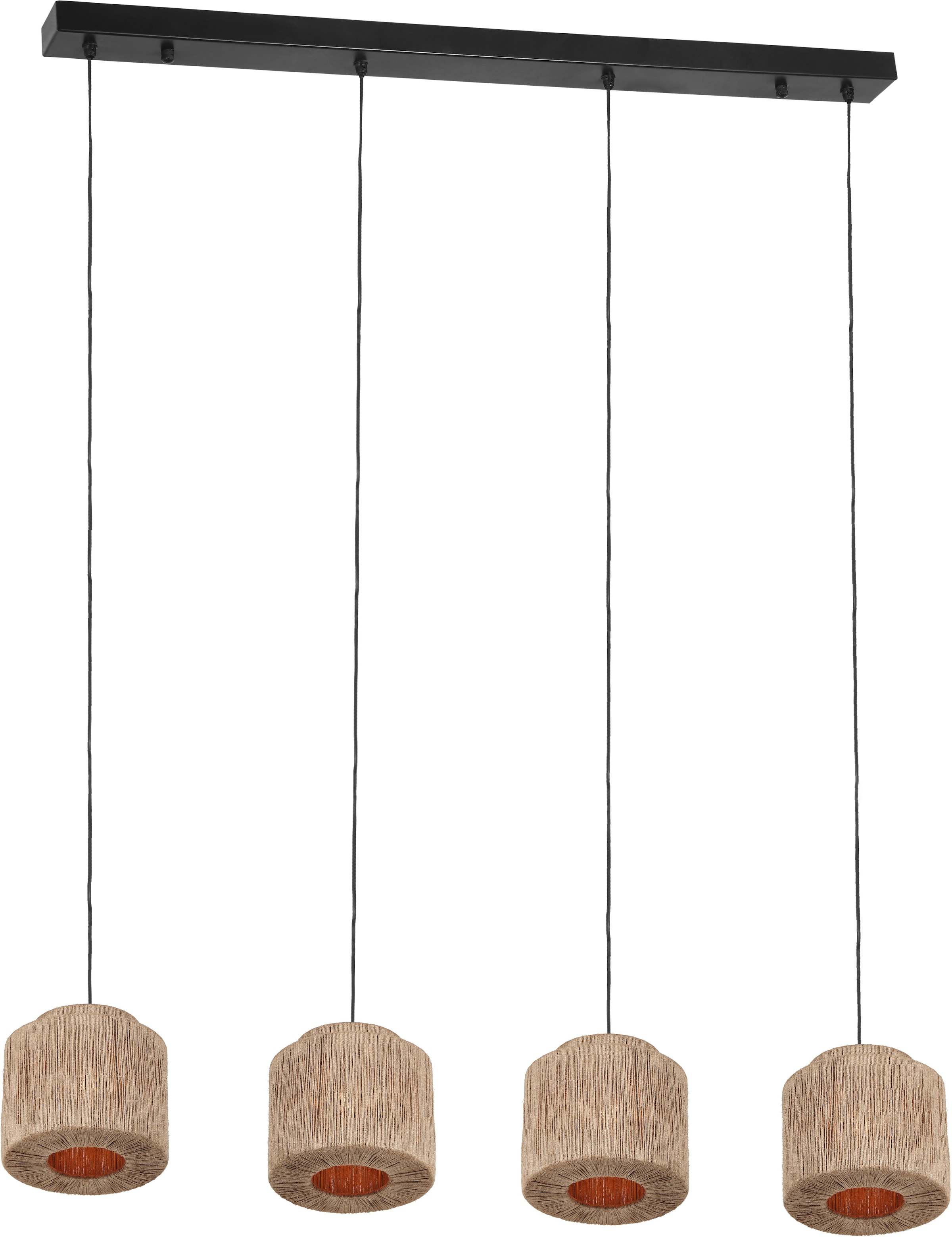 TRIO Leuchten Pendelleuchte »SMILLA, 4-flammige Hängelampe mit Jute Lampenschirmen Breite 121cm« E27 1 Stk. warmweiß - kaltweiß Höhe max 150 cm, exkl 4x E27 max 10W, Hängeleuchte Esstisch Küche