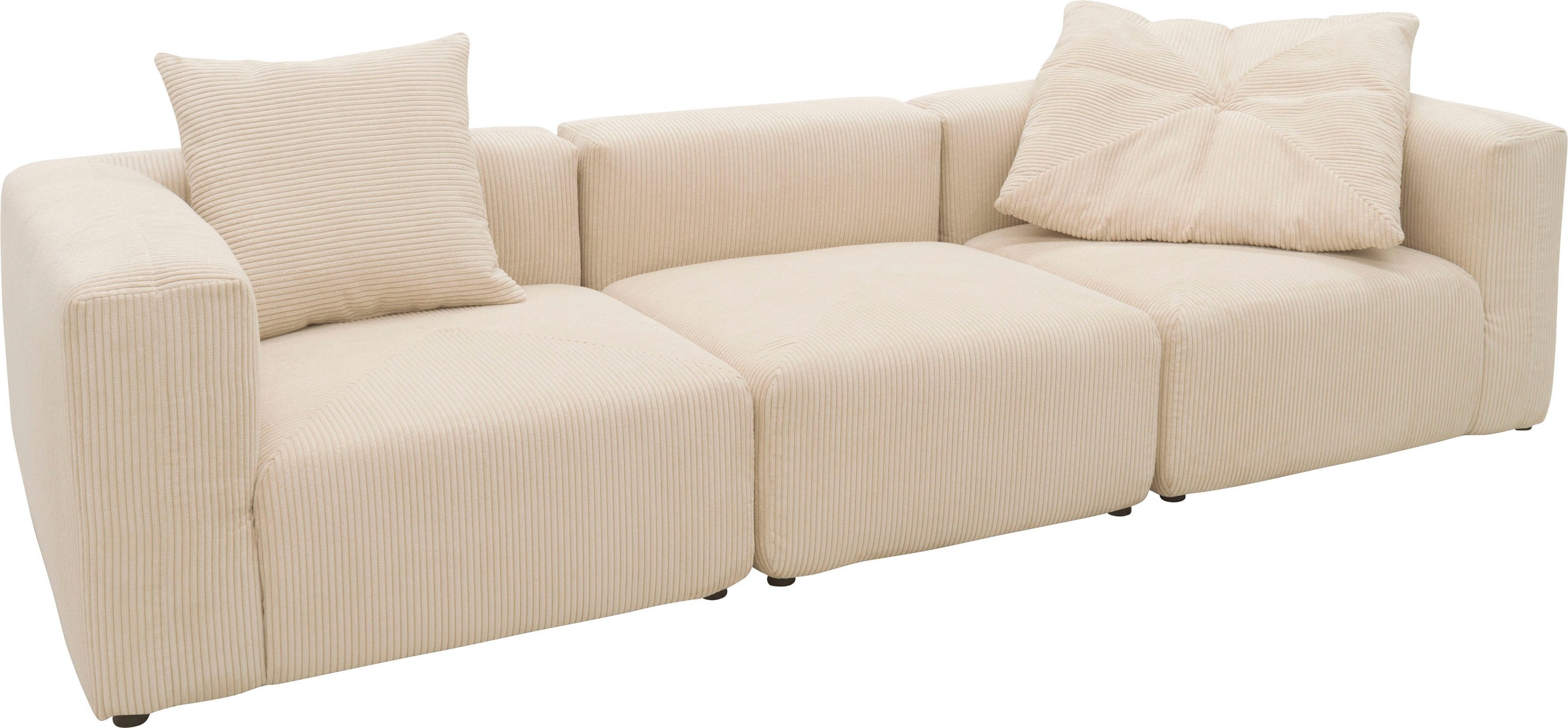Big-Sofa HOME AFFAIRE "Gerrid", beige (creme), B:301cm H:69cm T:108cm, 100% Polyester, Sofas, Big-Sofa, Cord-Bezug, bestehend aus Modulen: 2 Eck- und ein Mittelelement 2