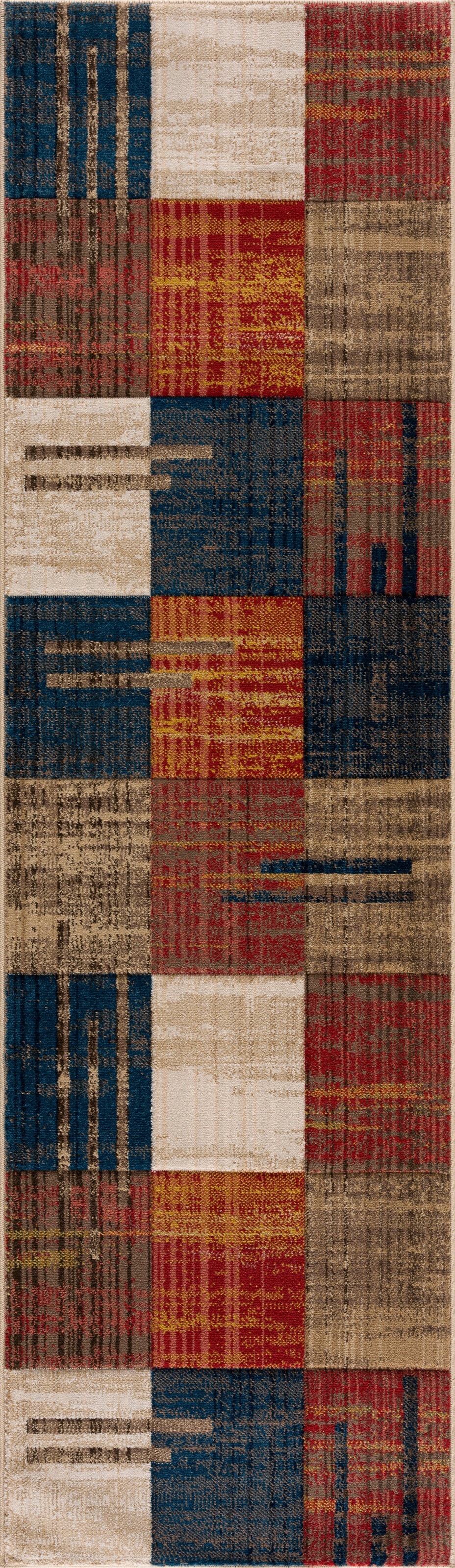 Läufer OTTO HOME "Beliz" Gr. 13, braun (rost), B:90cm H:9mm L:250cm, Kunstfaser, Teppiche, Läufer, mit Konturenschnitt, Kurzflor, Karo-Muster, 3D-Design