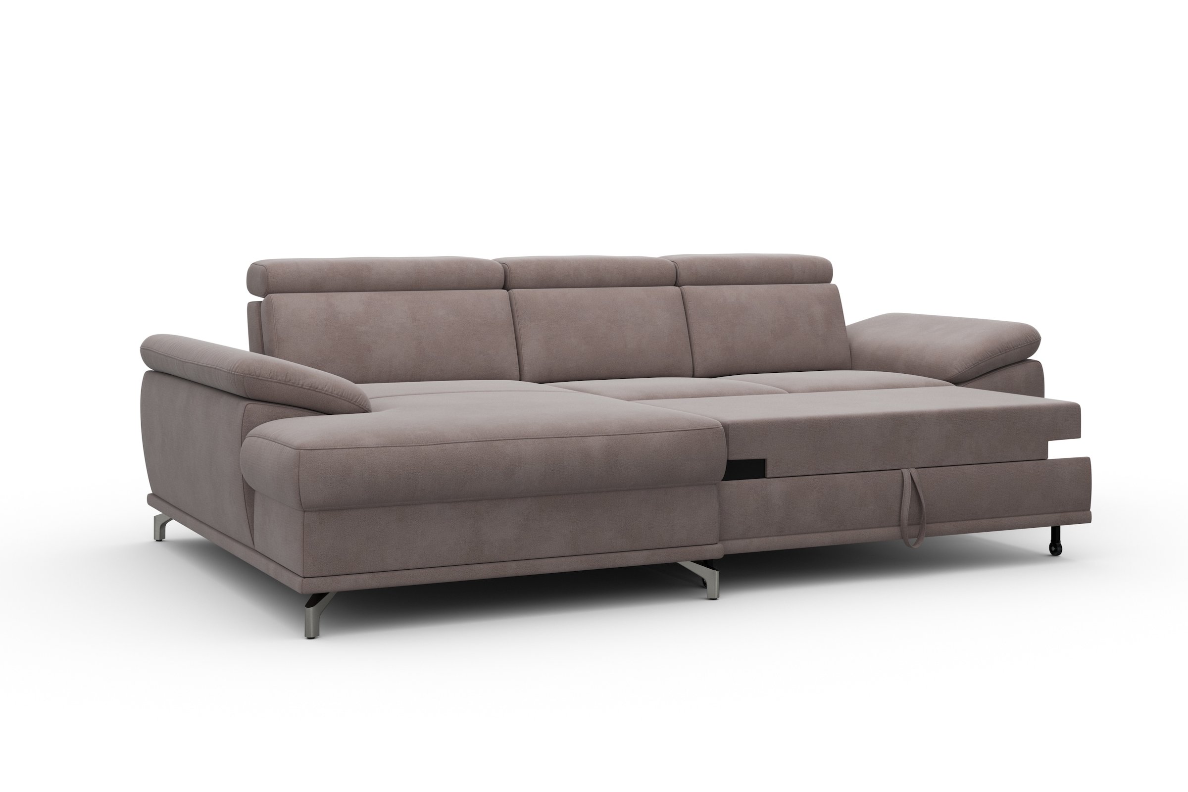 sit&more Ecksofa »Cabrio L-Form, mit Sitztiefenverstellung, Arm- und Kopfteilverstellung«, 2 Nierenkissen, Federkern, optional Bettfunktion und Stauraum