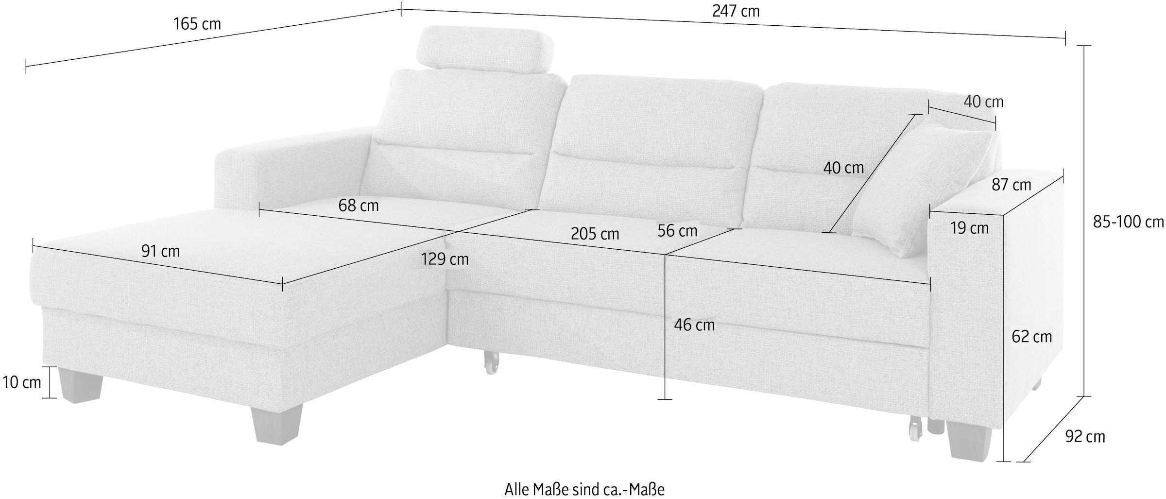 TRENDMANUFAKTUR Ecksofa »Chamber, zeitlos und modern, hoher Sitzkomfort, L-Form«, wahlweise mit Schlaffunktion