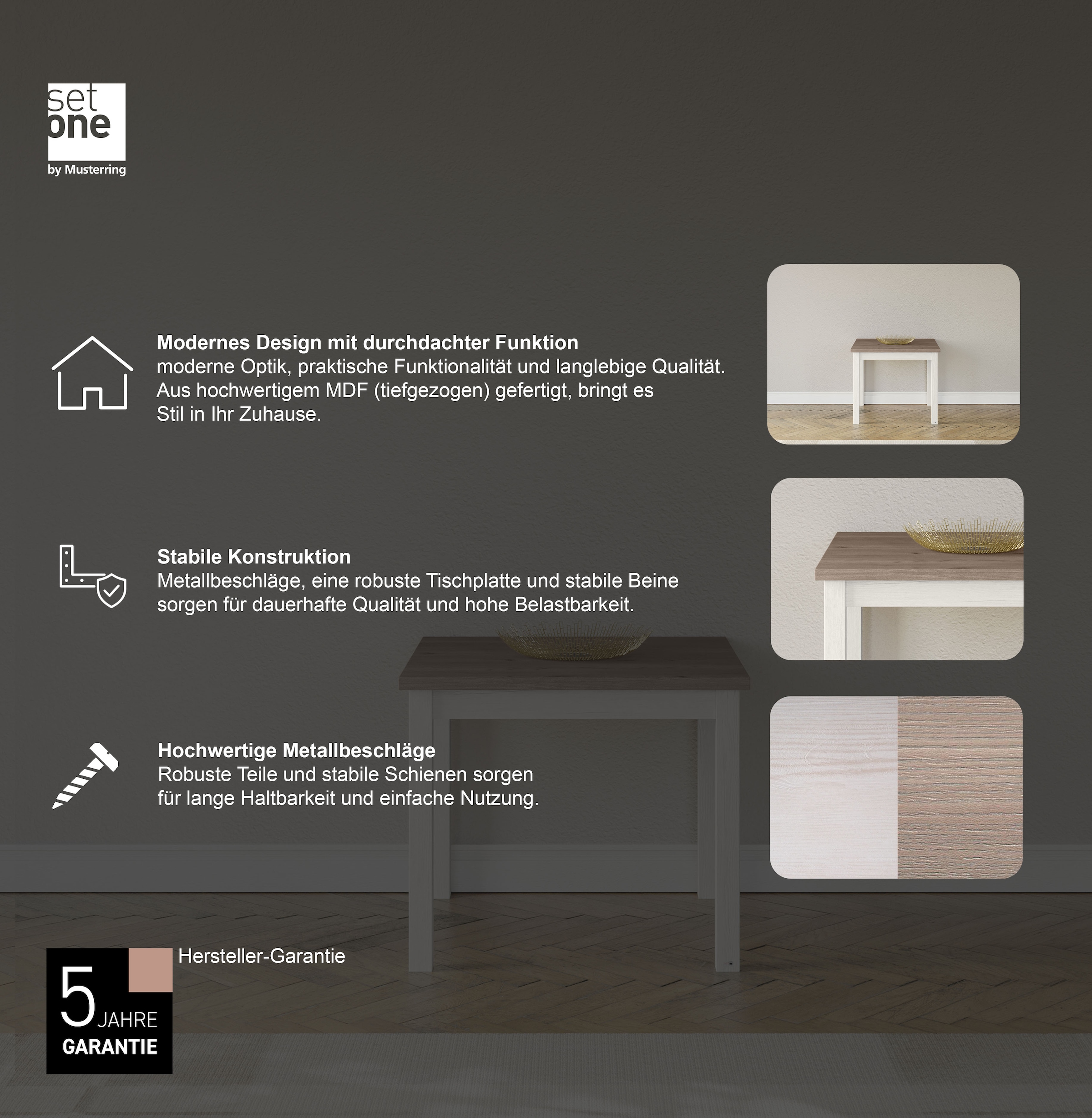set one by Musterring Esstisch »York« in 3 Farbvarianten und 4 Größen erhältlich, mit Eiche-Platte