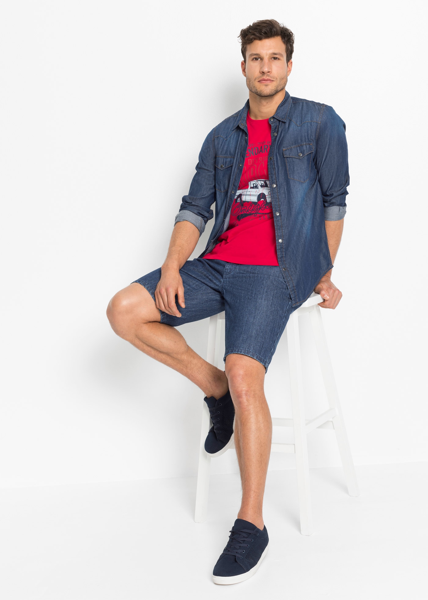 bonprix T-Shirt Packung, 3 regular fit, kurze Ärmel, für Frühling und Sommer, aus Baumwolle