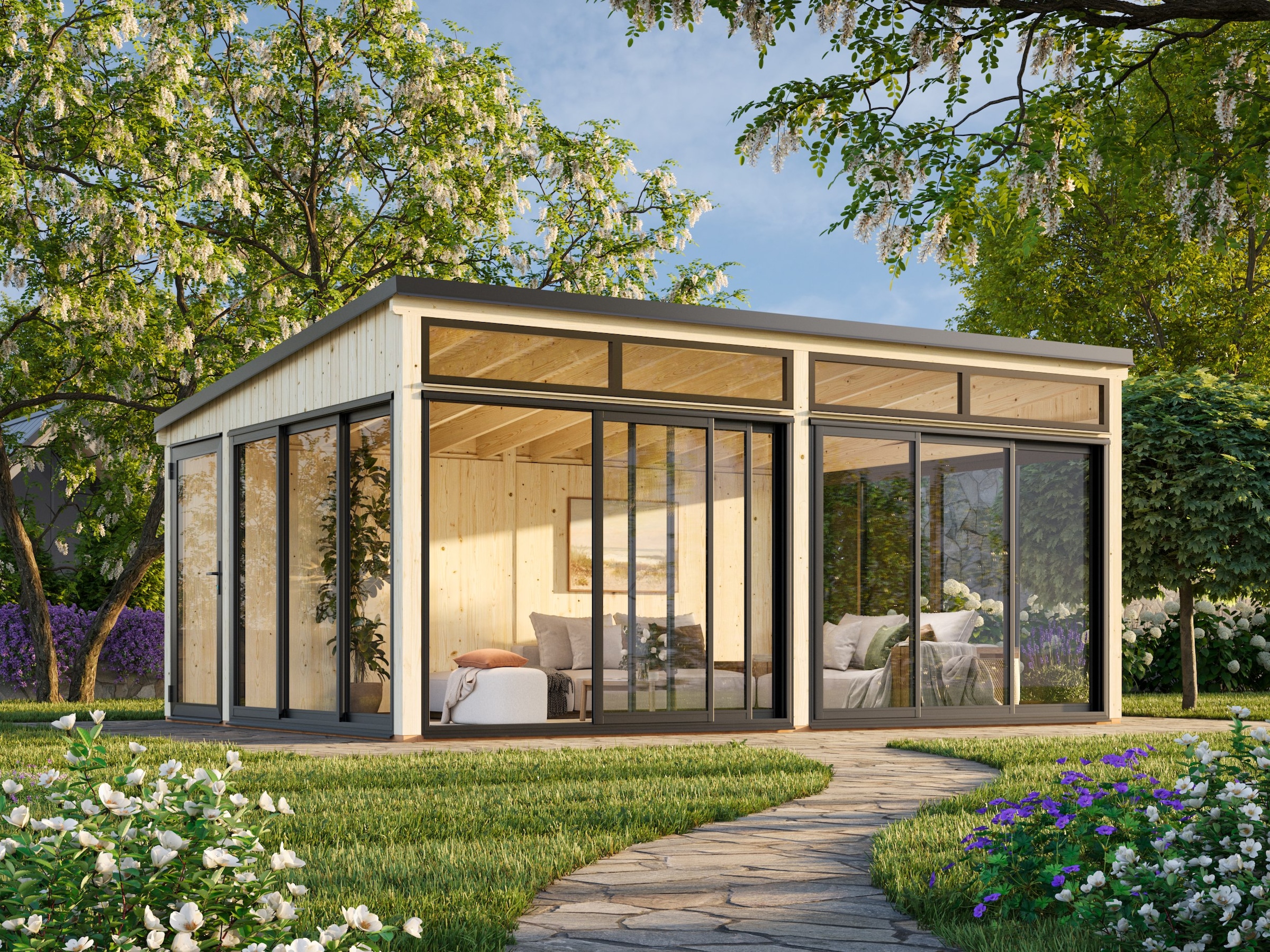 Palmako Holzpavillon »Saga 23,3 m² Slide Plus« BxTxH: 592x430x276 cm