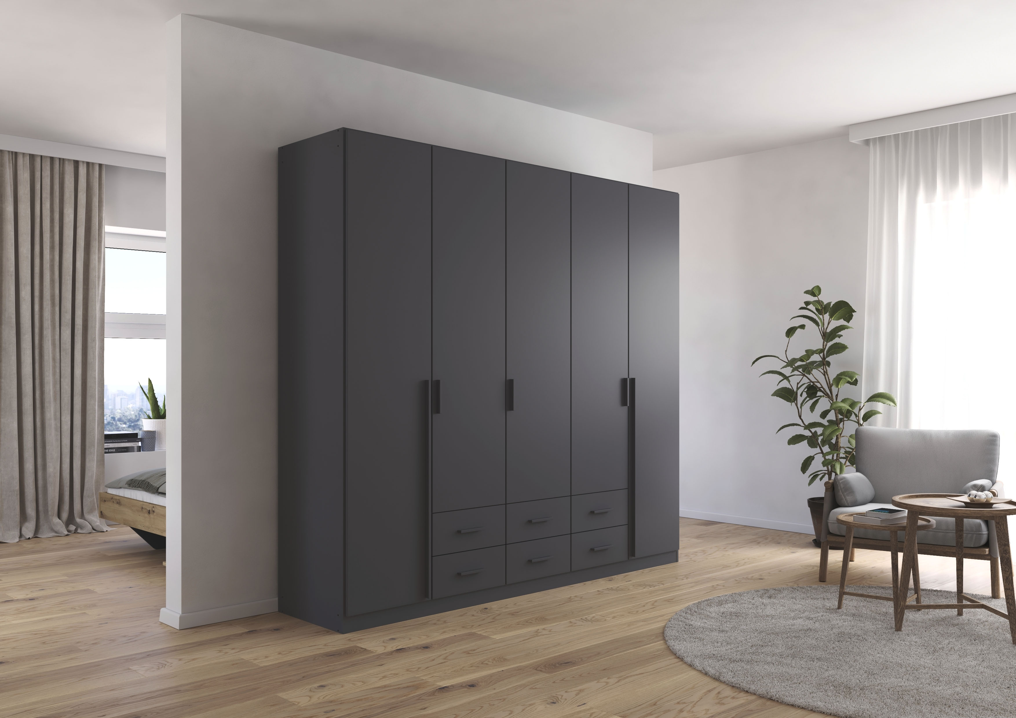 rauch Drehtürenschrank "Kleiderschrank Garderobe GAMMA Breiten 226 cm" in 3 Ausstattungen BASIC/CLASSIC/PREMIUM (inkl. SOFT-CLOSE-Funktion), mit Schubladen, verschiedene Griff-Varianten TOPSELLER MADE IN GERMANY