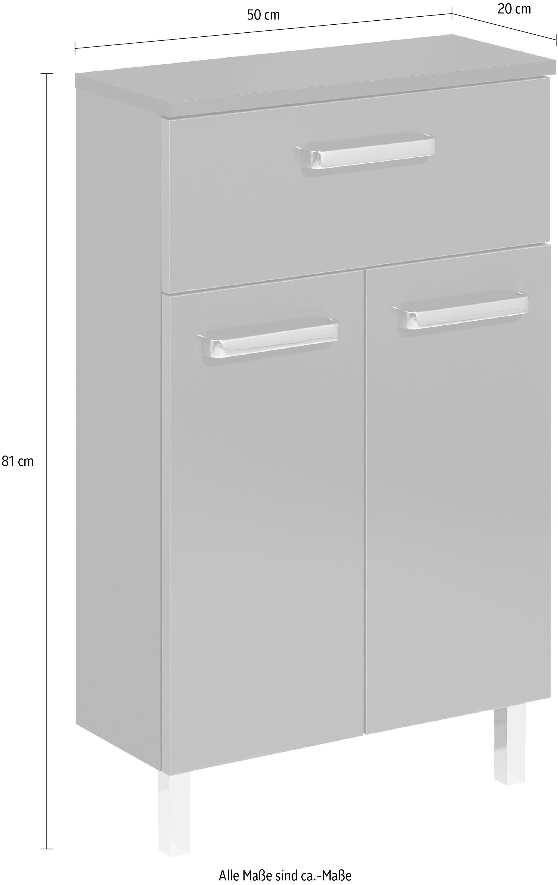 Thumbnail - Saphir Unterschrank "Quickset Badschrank mit 2 Türen, 1 Schublade, 50 cm breit" Badezimmer-Unterschrank inkl. Türdämpfer...