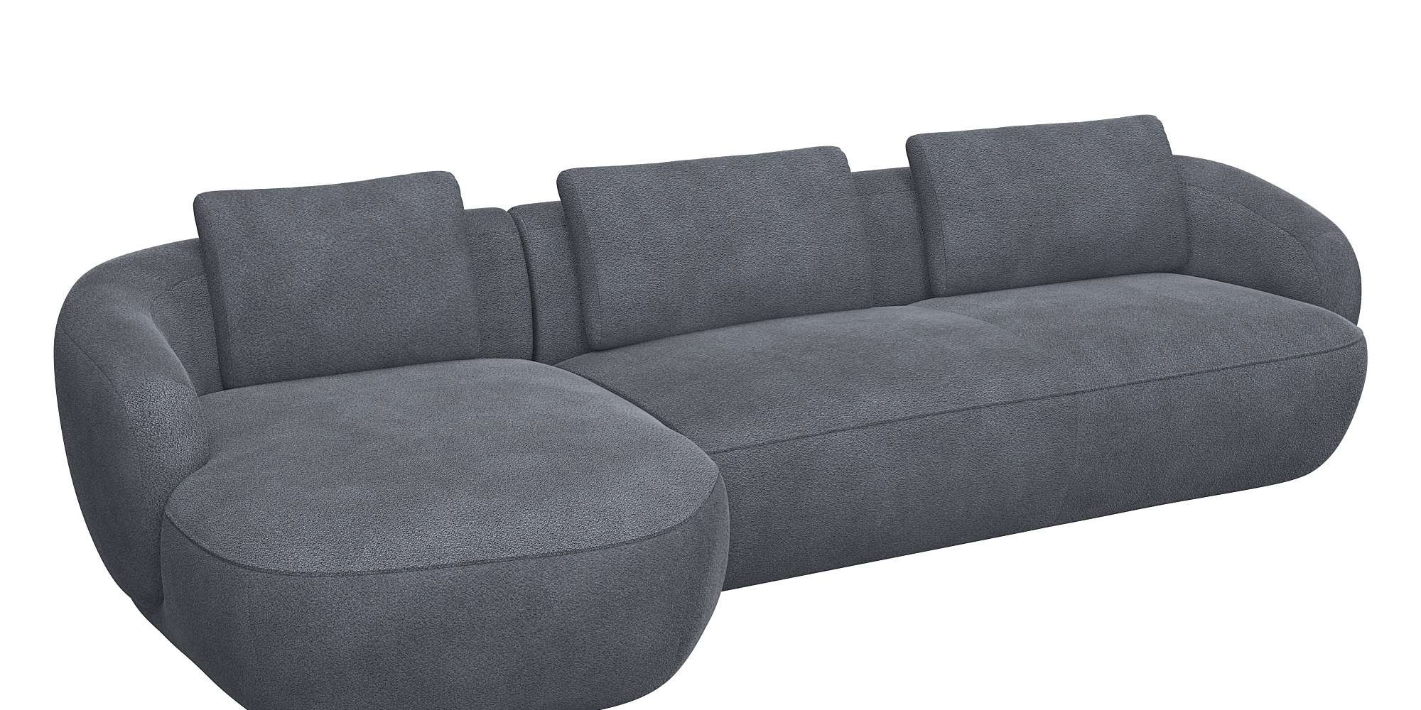 FLEXLUX Wohnlandschaft »Torino, rund, L-Form, Sofa-Ecke mit Recamiere, Longchair-Sofa«, Modernes, organisches Sofa-Design, Kaltschaum, Wellenunterfederung