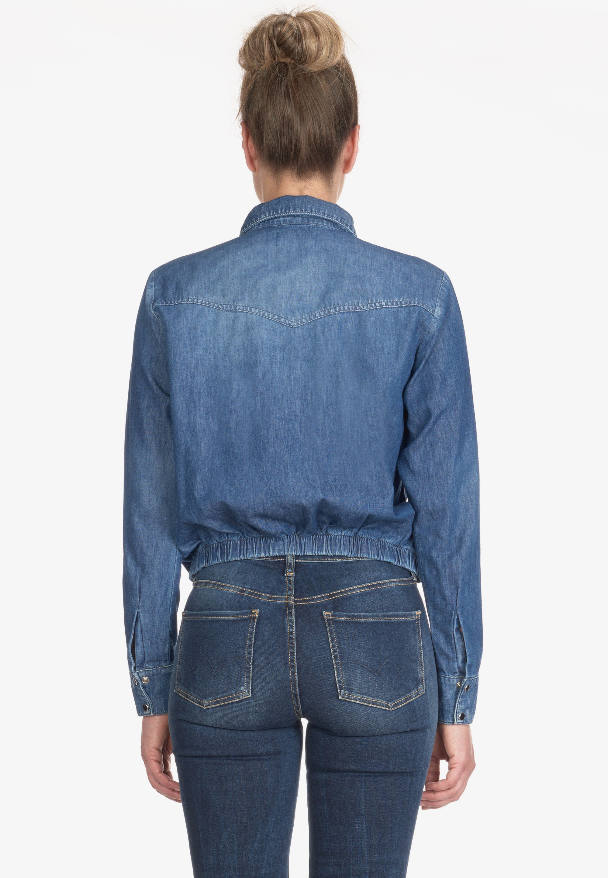in Temps bestellen Bluse | Klassische Le Des »FELIXA«, tollem BAUR Jeans-Look Cerises