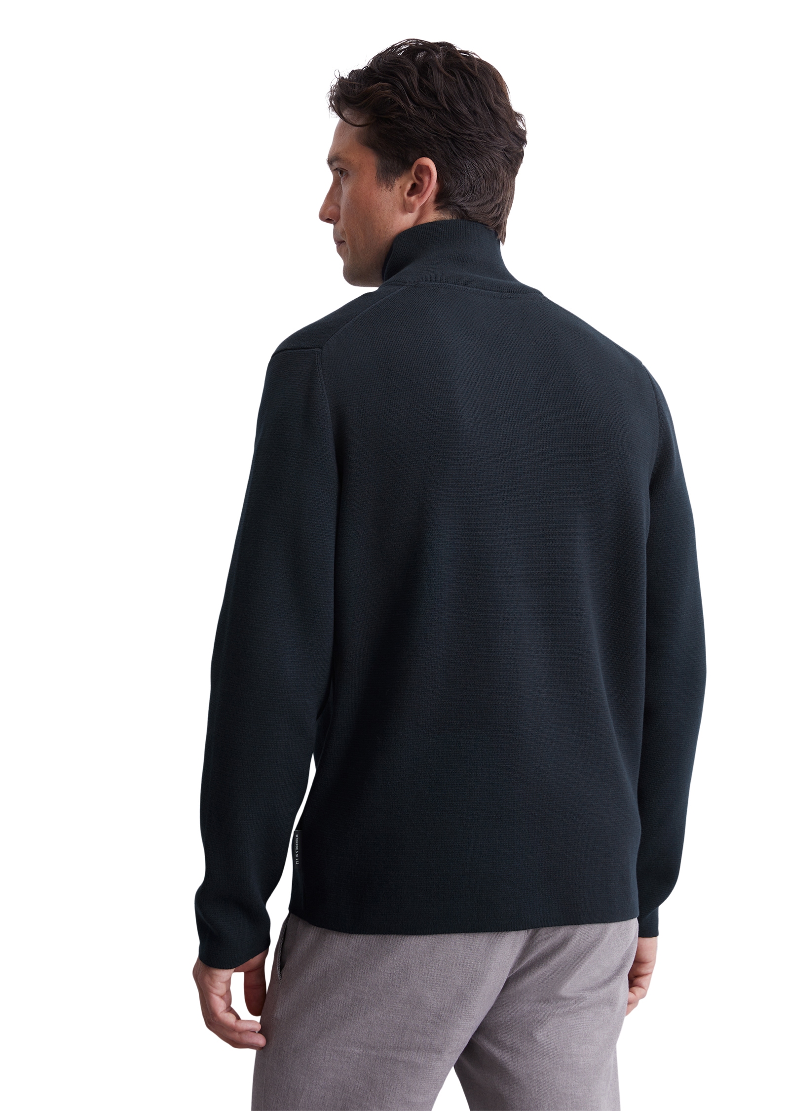 Marc O'Polo Strickjacke »Zipped Trainer Jacket«, mit 2-Wege-Reißverschluss, Stehkragen