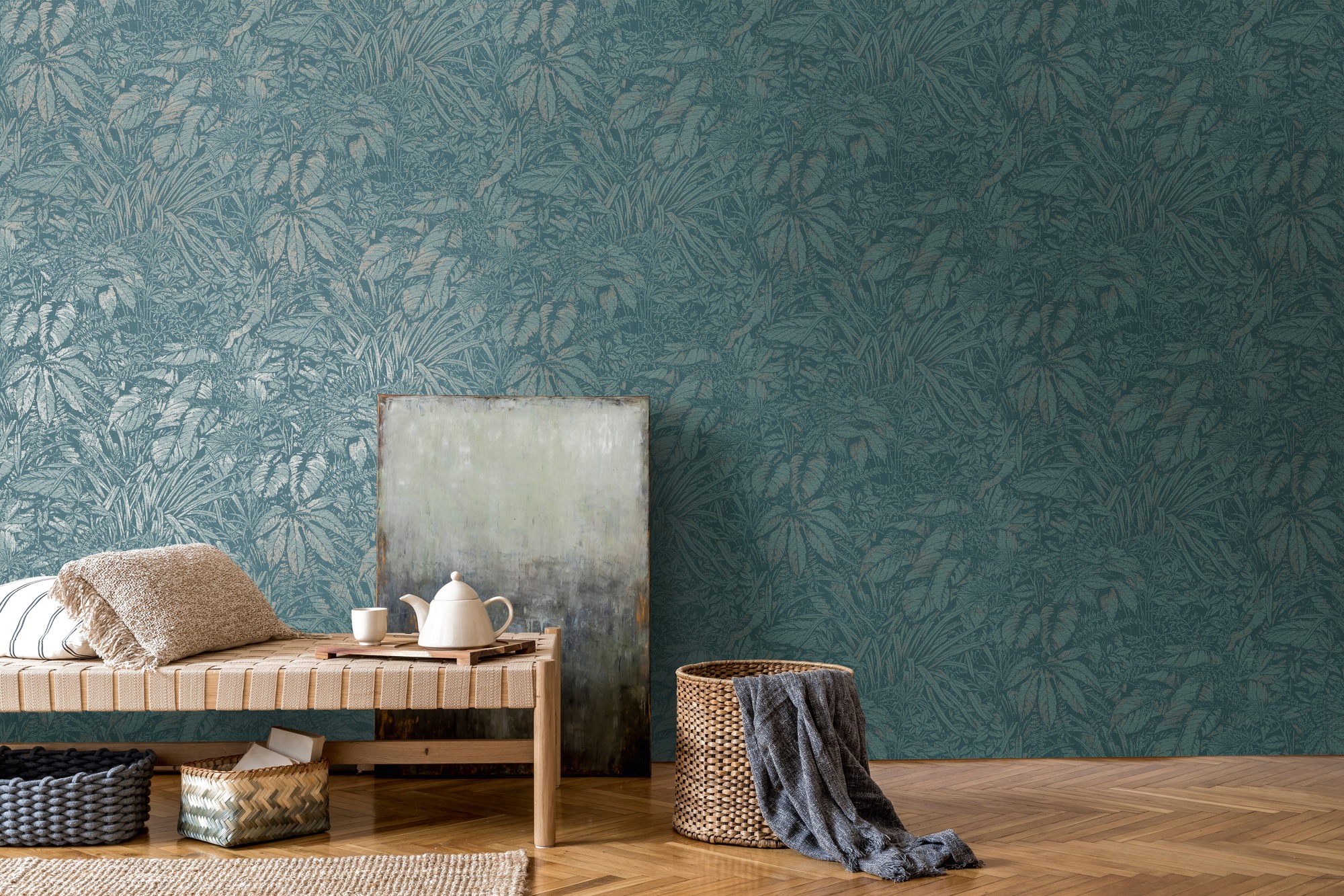 living walls Vliestapete »Smart Surfaces Natur-Tapete Mustertapete Floral Natur«, leicht glänzend, Vliestapete Dschungel für Schlafzimmer Küche Wohnzimmer Natur Design