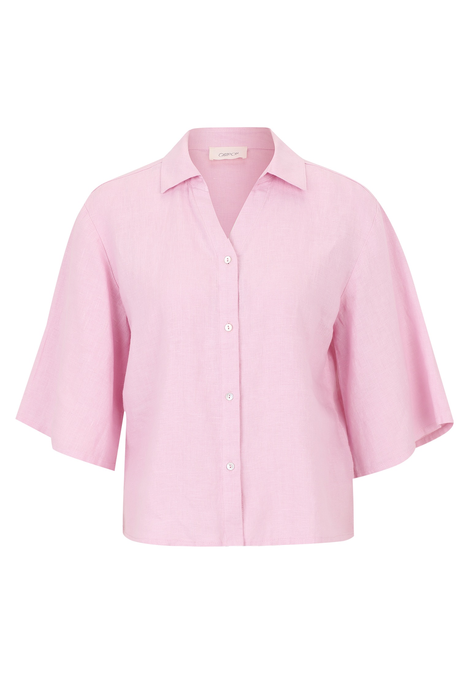 Cartoon Kurzarmbluse "Cartoon Damen Leinenbluse mit Kragen" günstig online kaufen