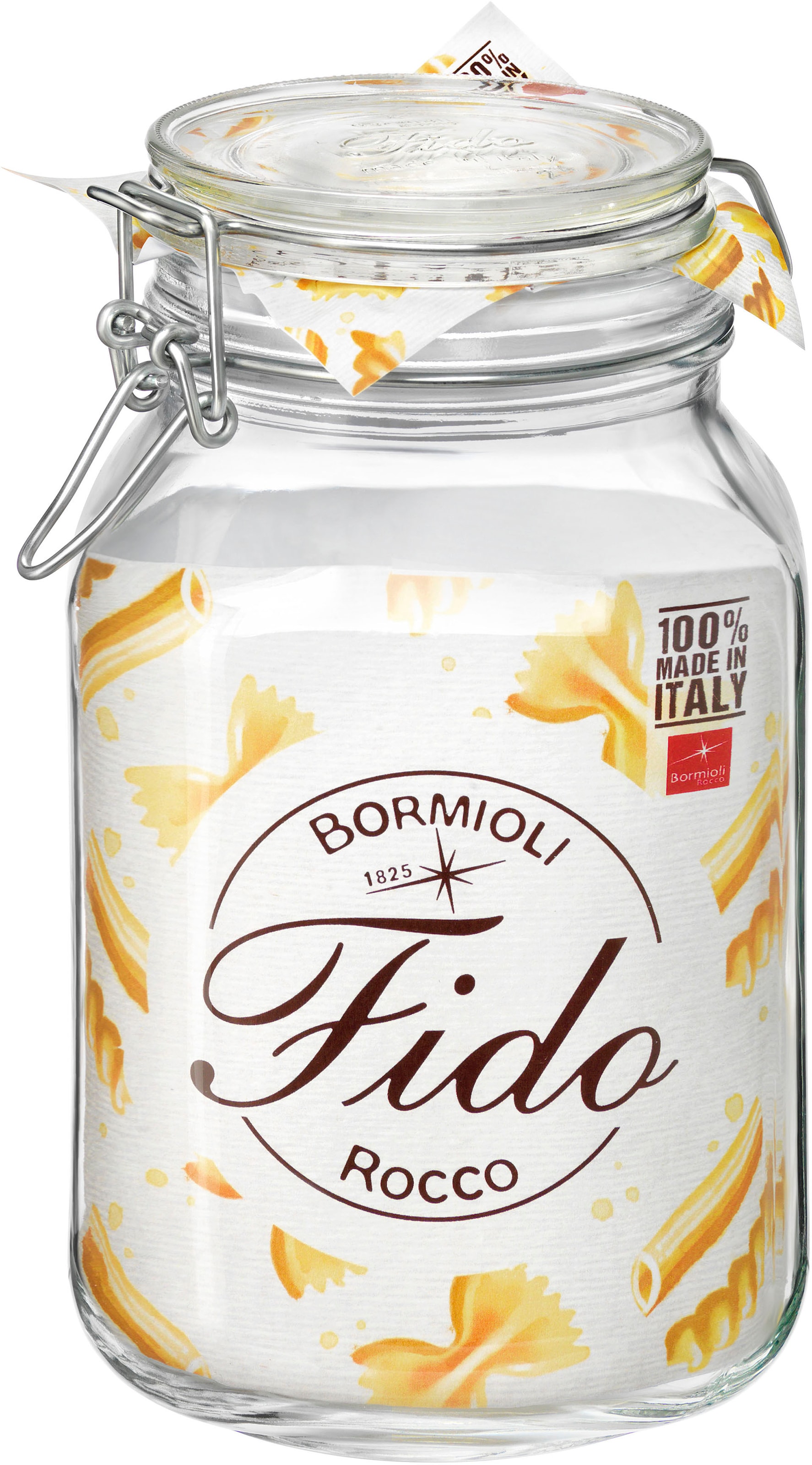 Bormioli Rocco Vorratsglas "Fido", (Set, 6 tlg., 6 Stück, 2,0l Fassungsvermögen), luftdicht verschließbar, mit Bügelvers