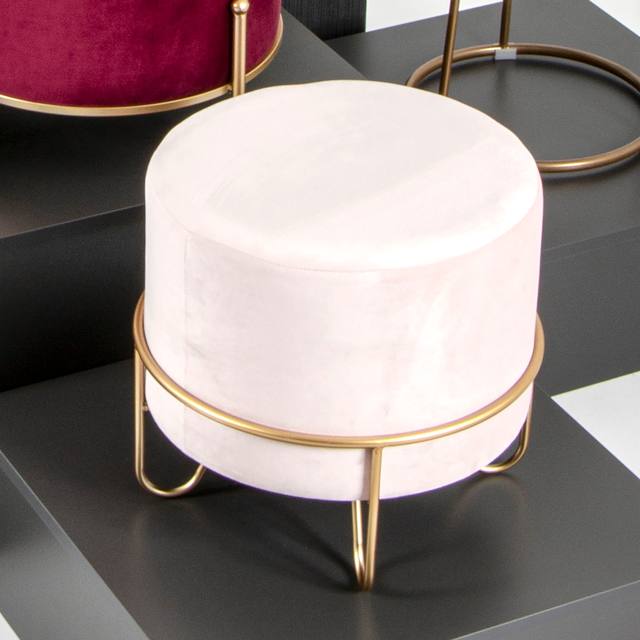HAKU Hocker »Pouf, Schemel, Stockerl« rund - aus Textil Rosa - Ø/H 43/40 cm