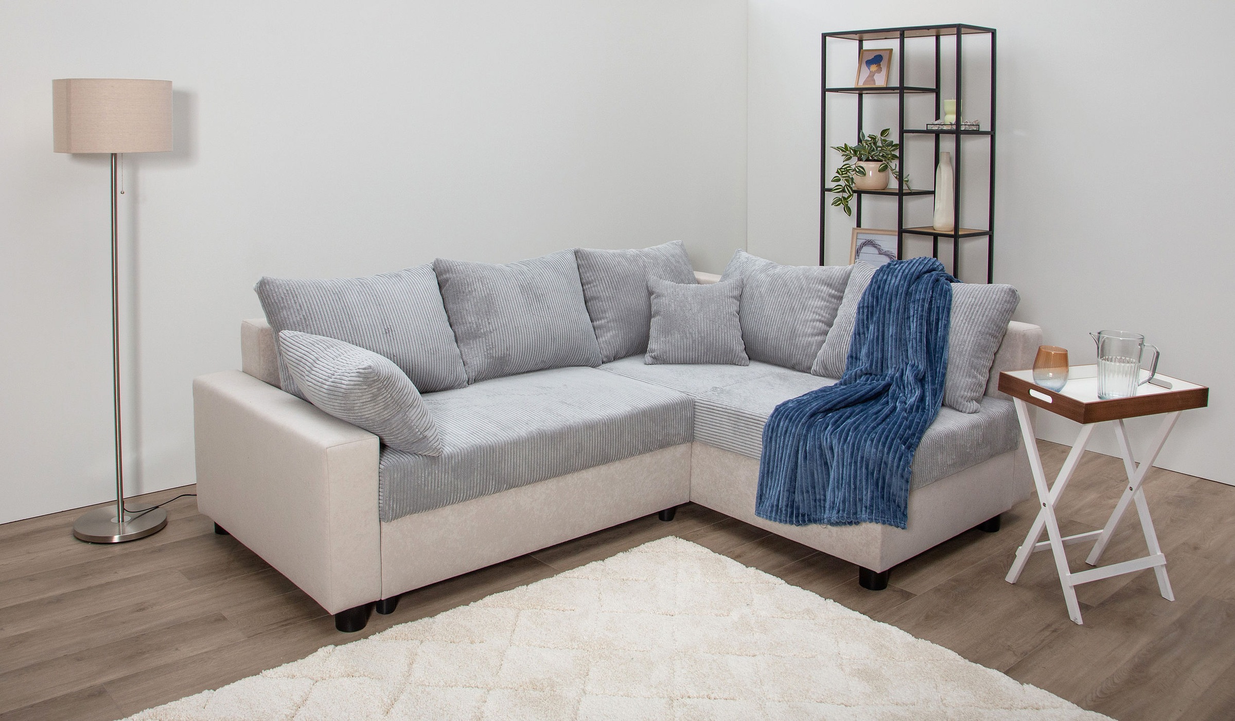 COLLECTION AB Ecksofa "Parma L-Form, B: 224 cm" Schlaffunktion, Bettkasten & 2 Zierkissen, Federkern