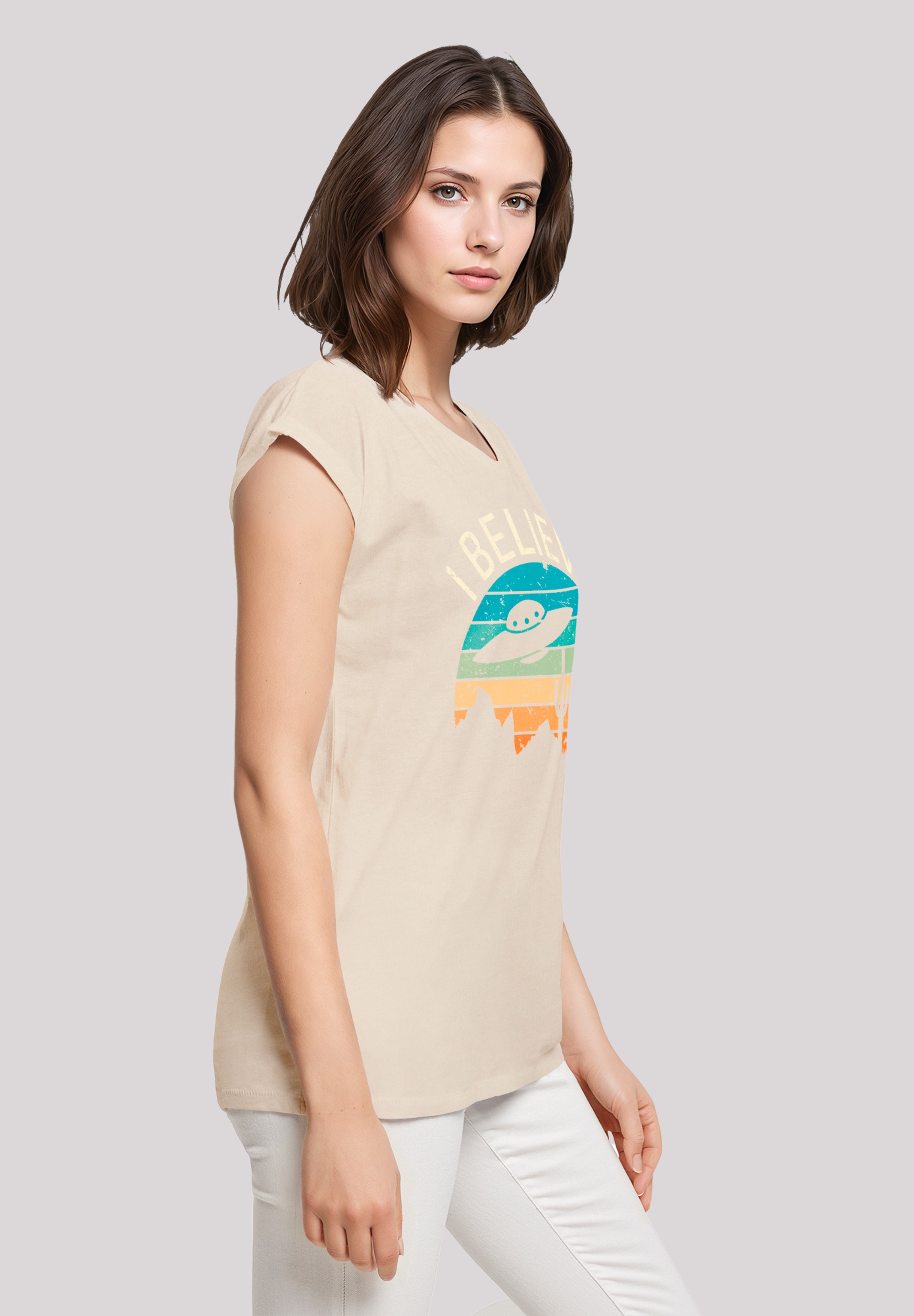 F4NT4STIC T-Shirt »I Believe UFO Alien Sonnenuntergang«, Premium Qualität