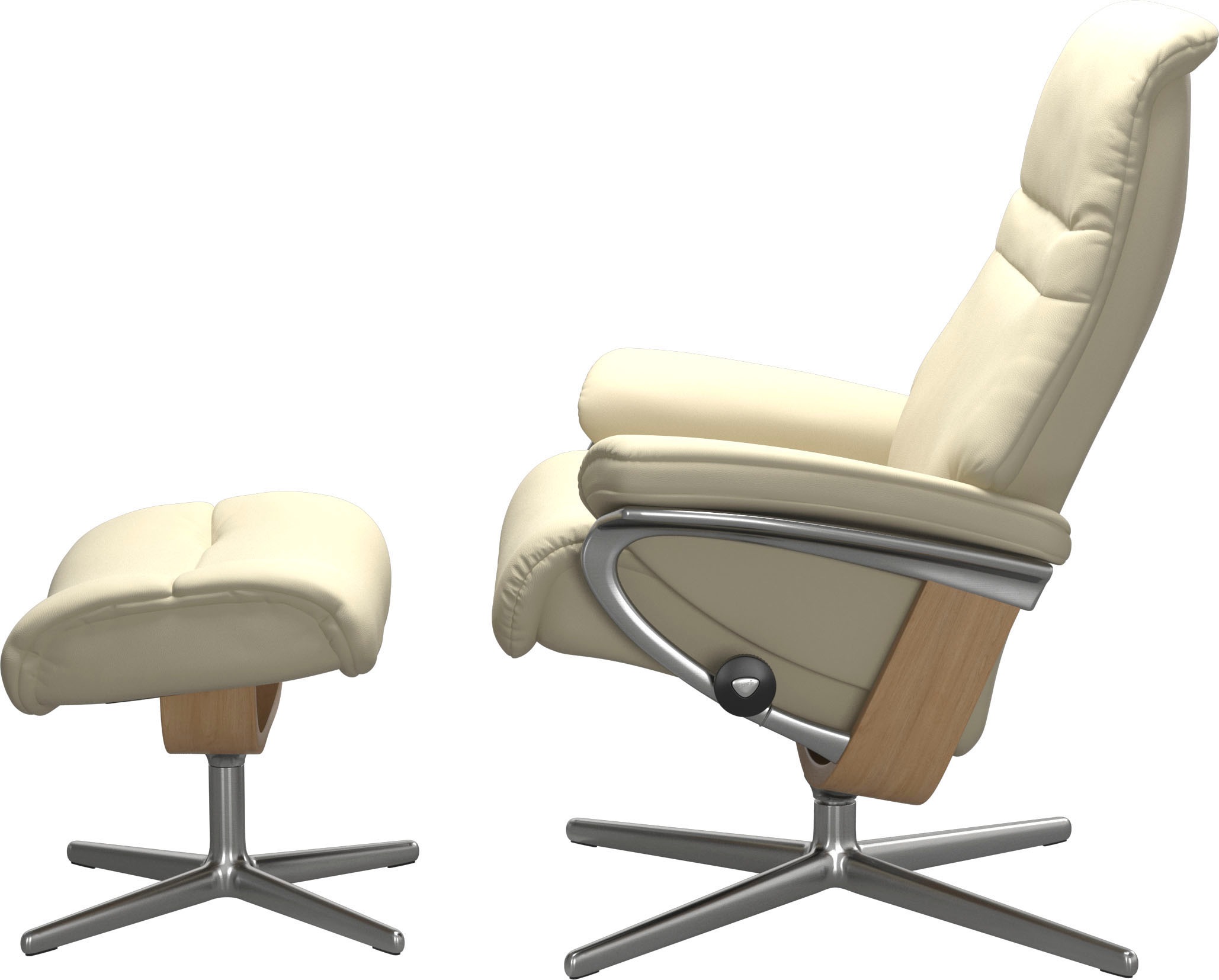 Stressless® Relaxsessel »Sunrise«, (Set, Relaxsessel mit Hocker), mit Hocker, mit Cross Base, Größe S, M & L, Holzakzent Eiche