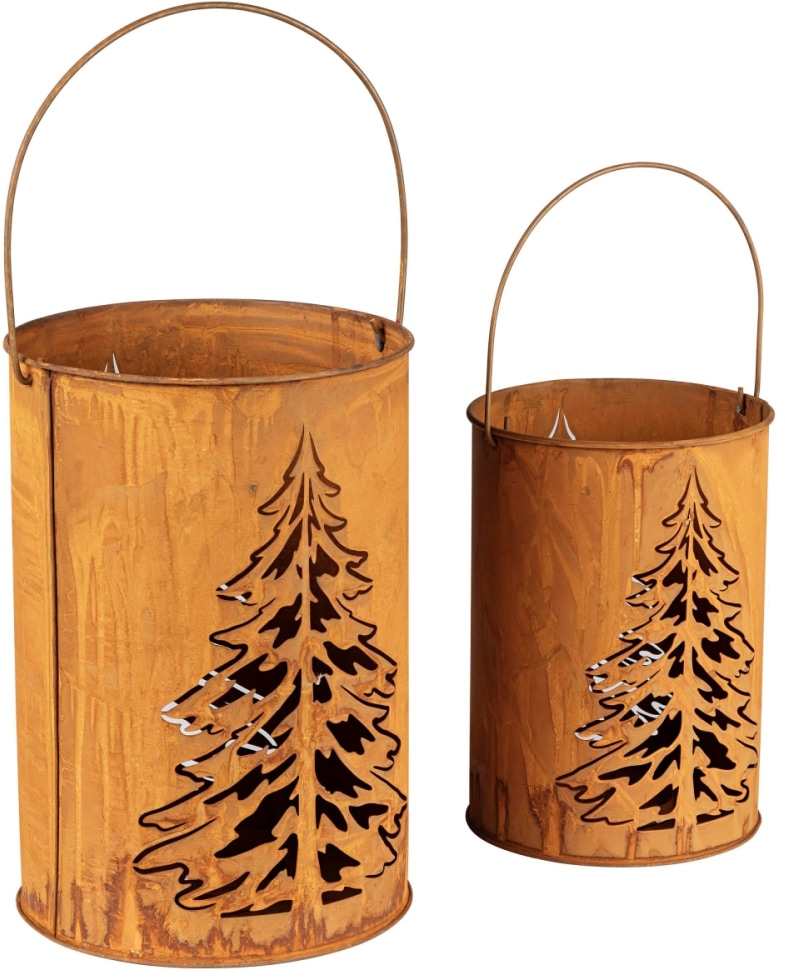 (Set, und cm Schneider Höhe 24 »Weihnachtsdeko«, | St.), mit 2 BAUR Windlicht bestellen 30 Tannenbaum-Motiv,