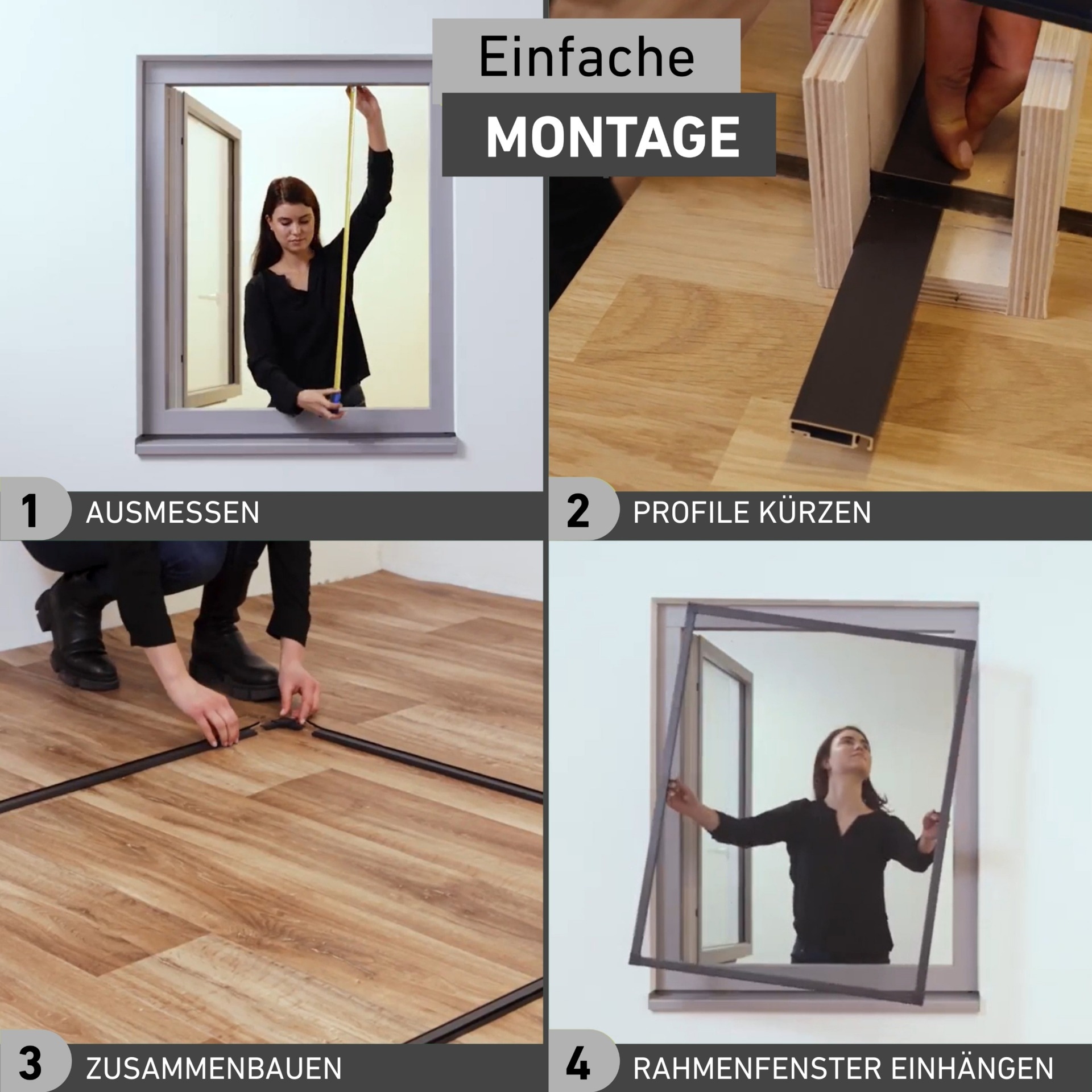 Windhager Insektenschutz-Fensterrahmen »Expert für bodentiefe Fenster, Insektenschutz aus Fiberglasgewebe« Fliegengitter in weiß, anthrazit erhältlich, 120x220cm, ohne bohren