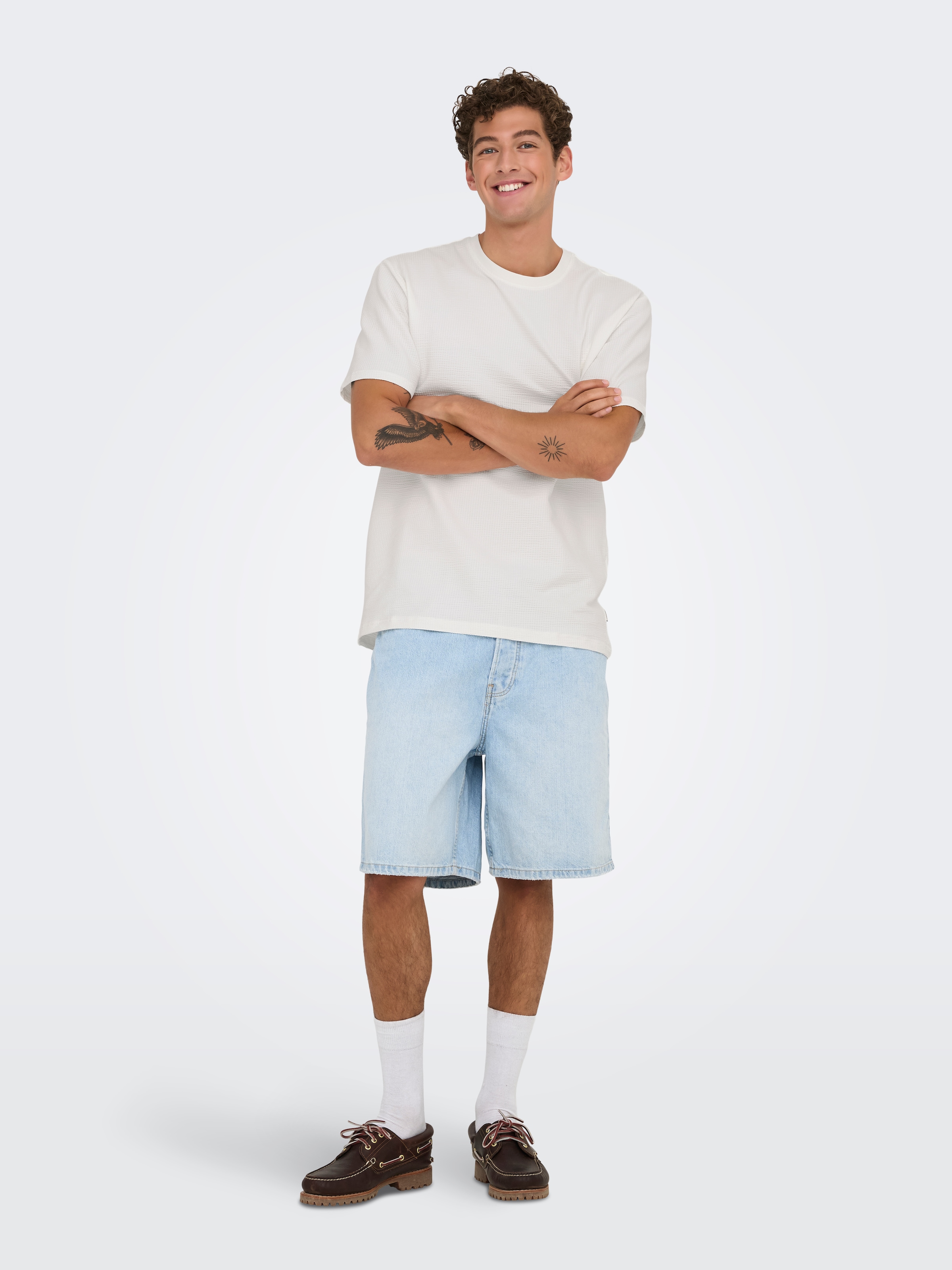ONLY & SONS Rundhalsshirt »ONSKIAN LIFE REG SEERSUCKER SS TEE NOOS«