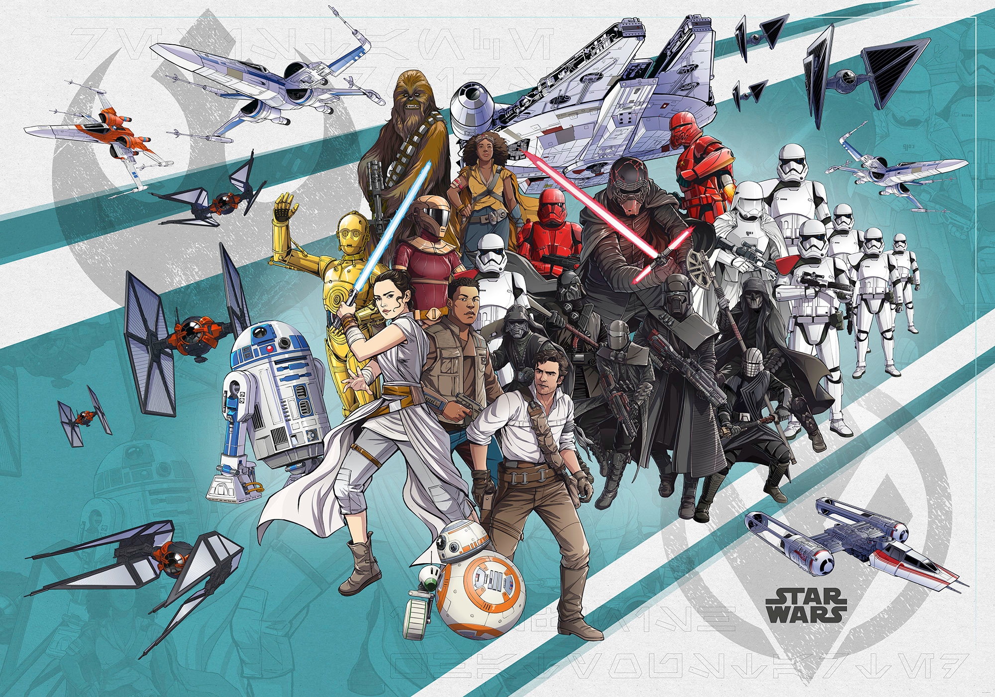 Komar Vliestapete "Star Wars Cartoon Collage Wide", 400x280 cm (Breite x Höhe)