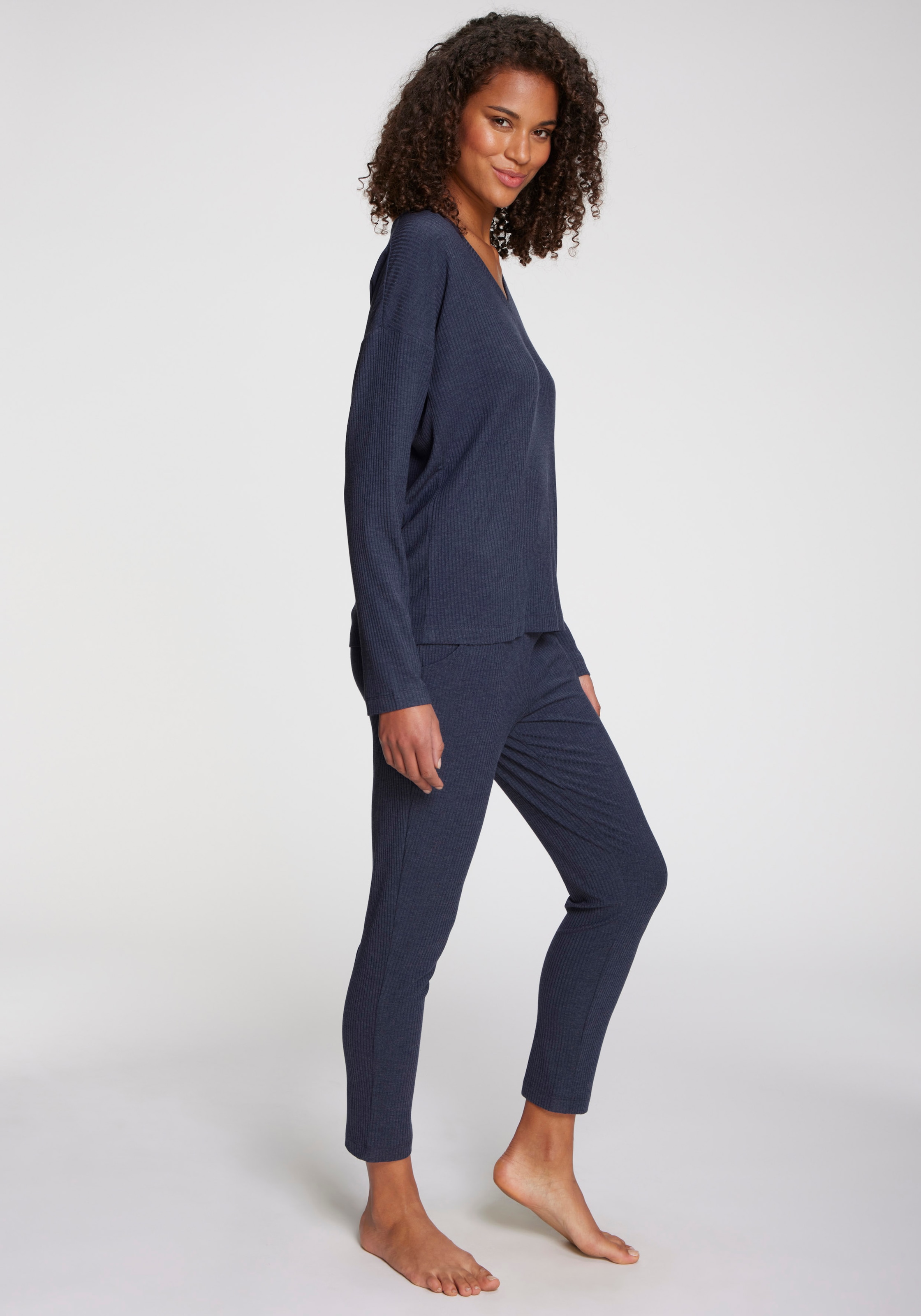 s.Oliver Pyjamahose, Aus weicher Rippqualität