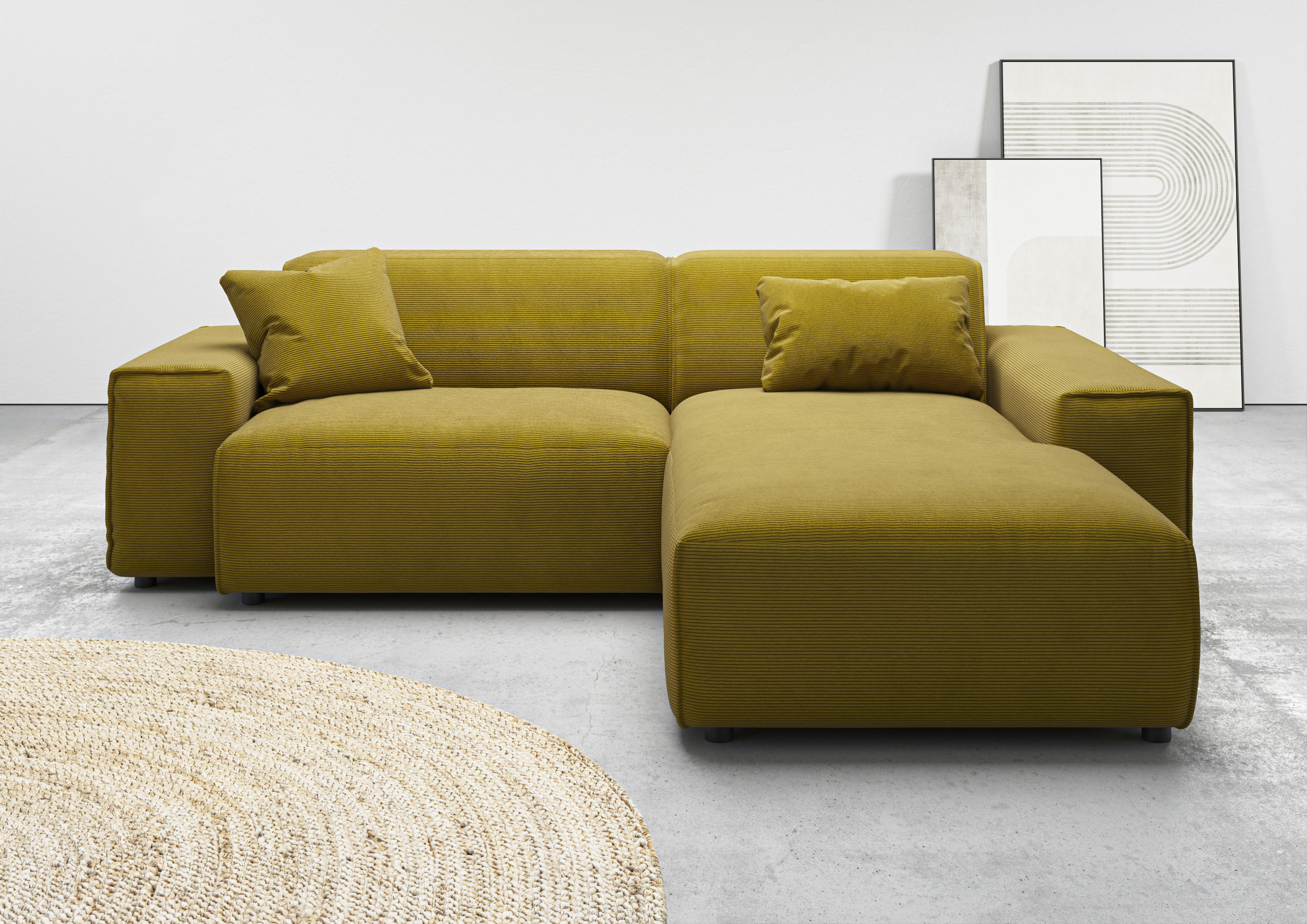 Home affaire Ecksofa "Glimminge L-Form auch in Breitcord, Feincord + Easy care-Bezug," Breite 234, Zierkissen