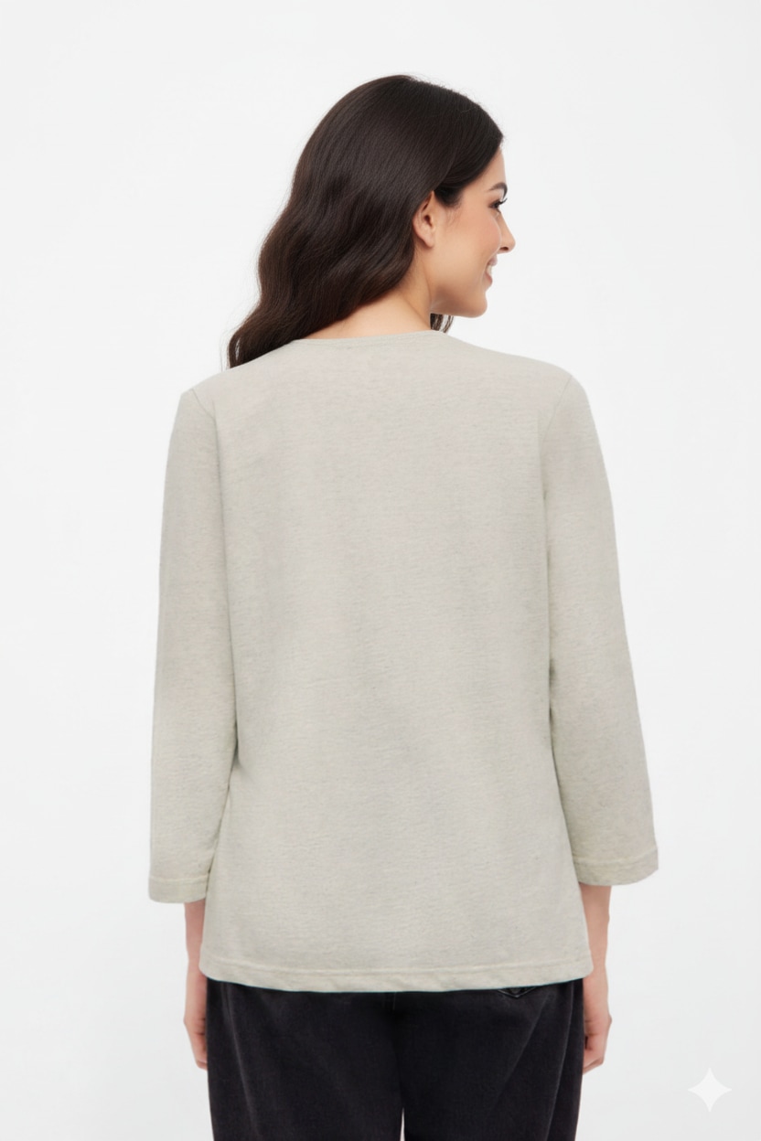 Bench. 3/4-Arm-Shirt »ROMILEY« tailliertes Basic mit 3/4 Arm und Logoprint im Metallic-Holo Stil