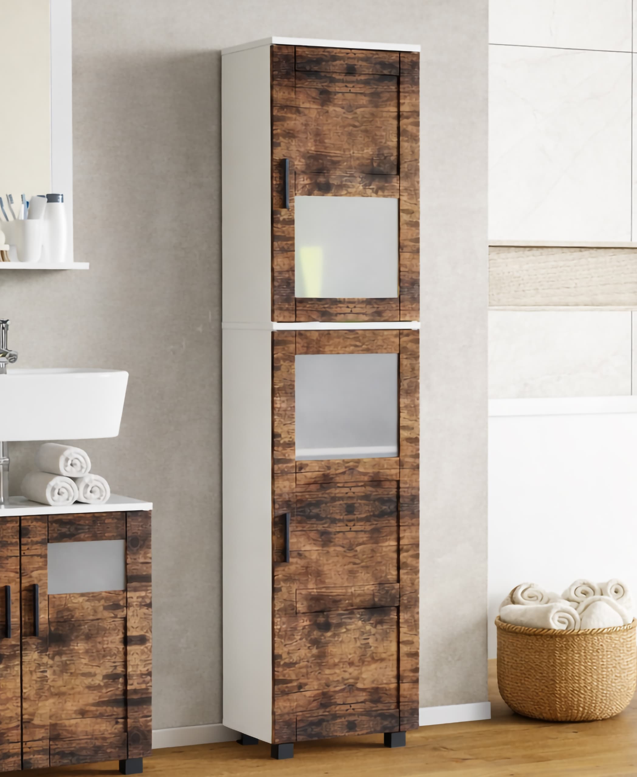 VCM Hochschrank »Holz Badmöbel Badschrank Hochschrank Nilari« 1 Stk. tlg.