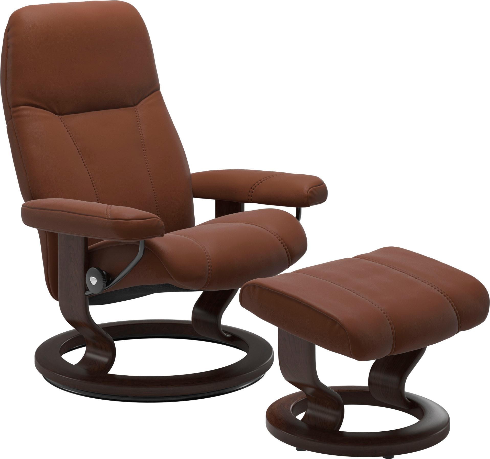Stressless Relaxsessel "Consul" Set, Relaxsessel mit Hocker, mit Hocker, mit Classic Base, Größe M, Gestell Braun