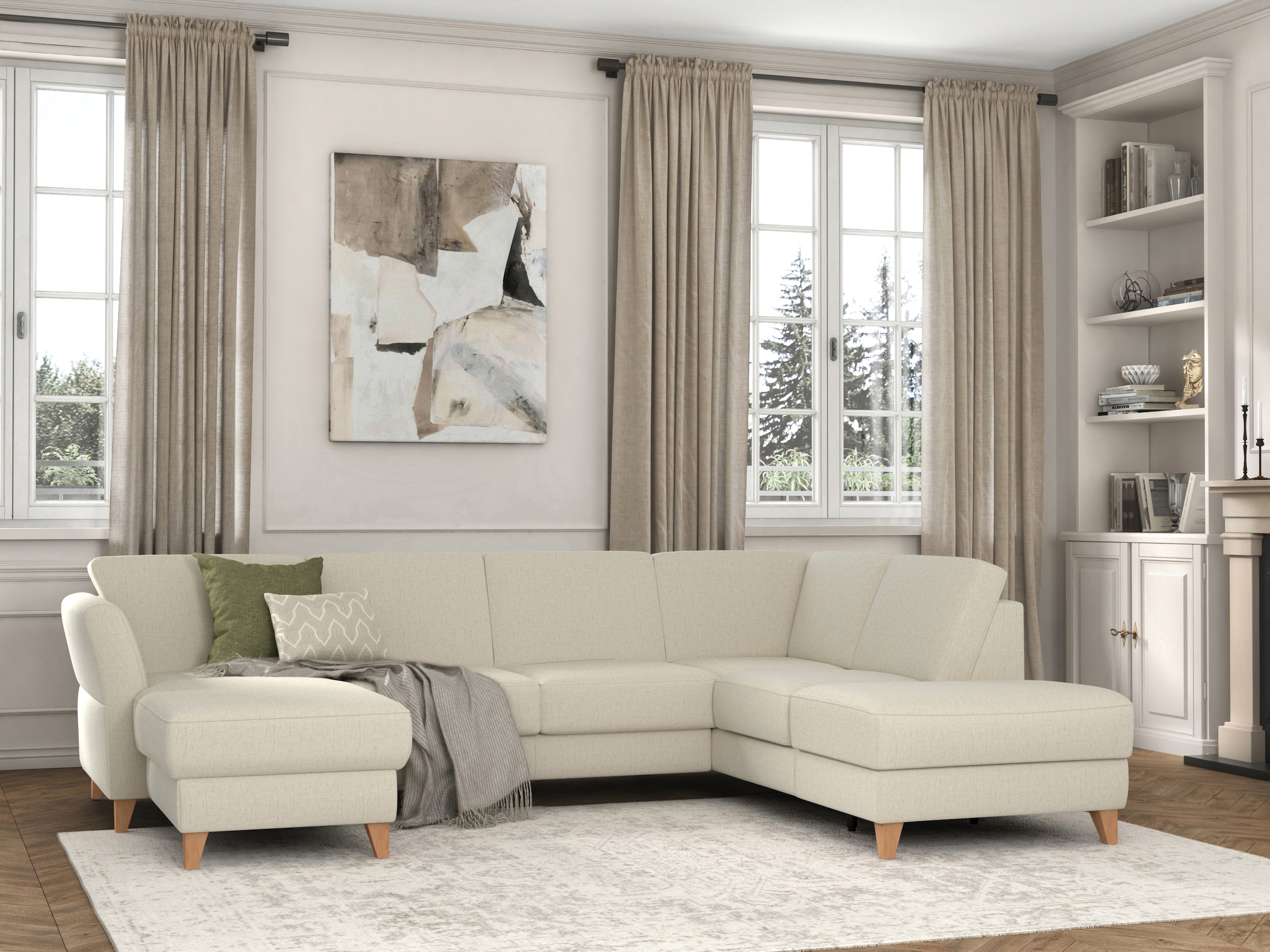 sit&more Wohnlandschaft »Visby U-Form« wahlweise mit Bettfunktion und Stauraum, frei im Raum stellbar