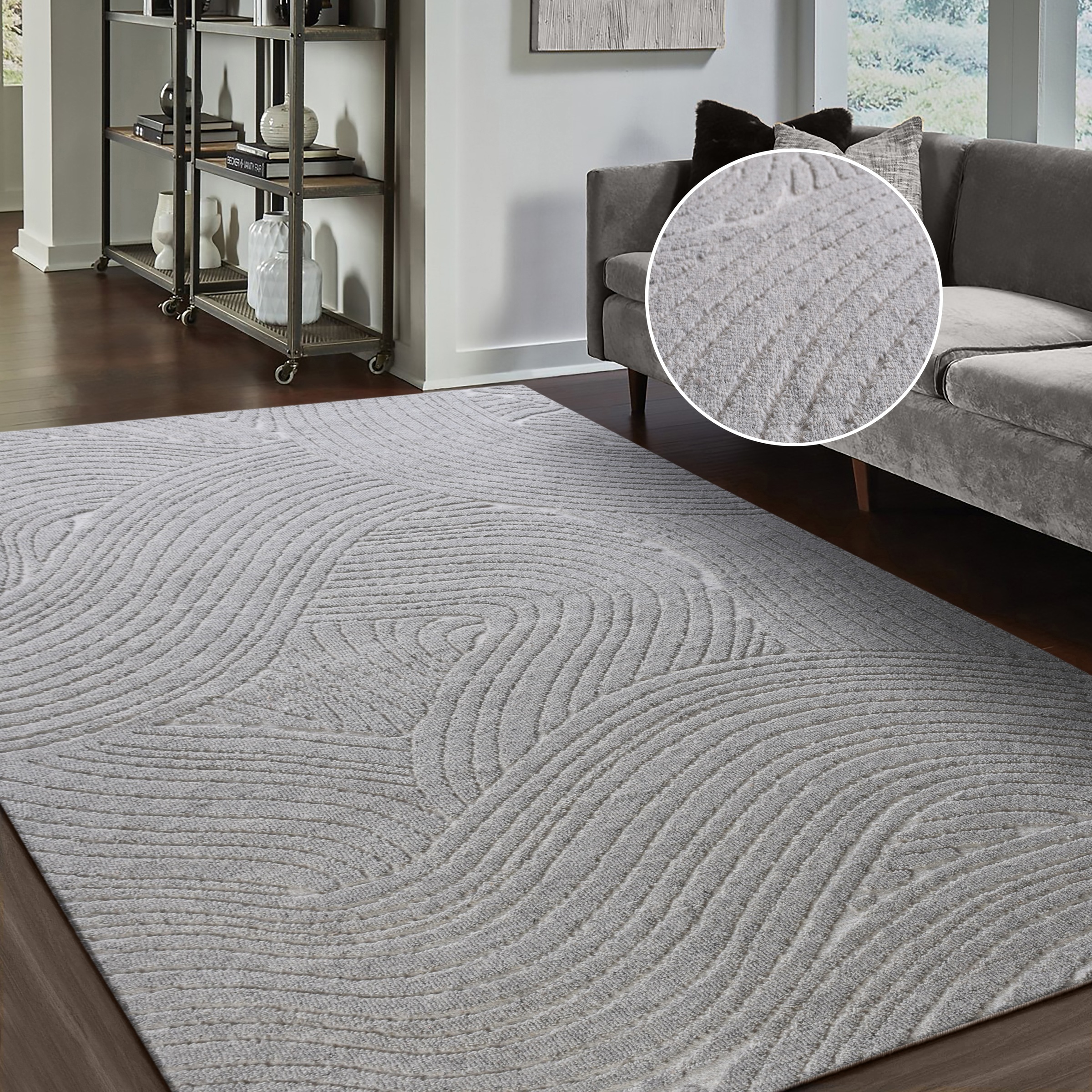 my home Wollteppich "Falun, Wolle, Hoch-Tief-Struktur, maschinell gewebt" r günstig online kaufen