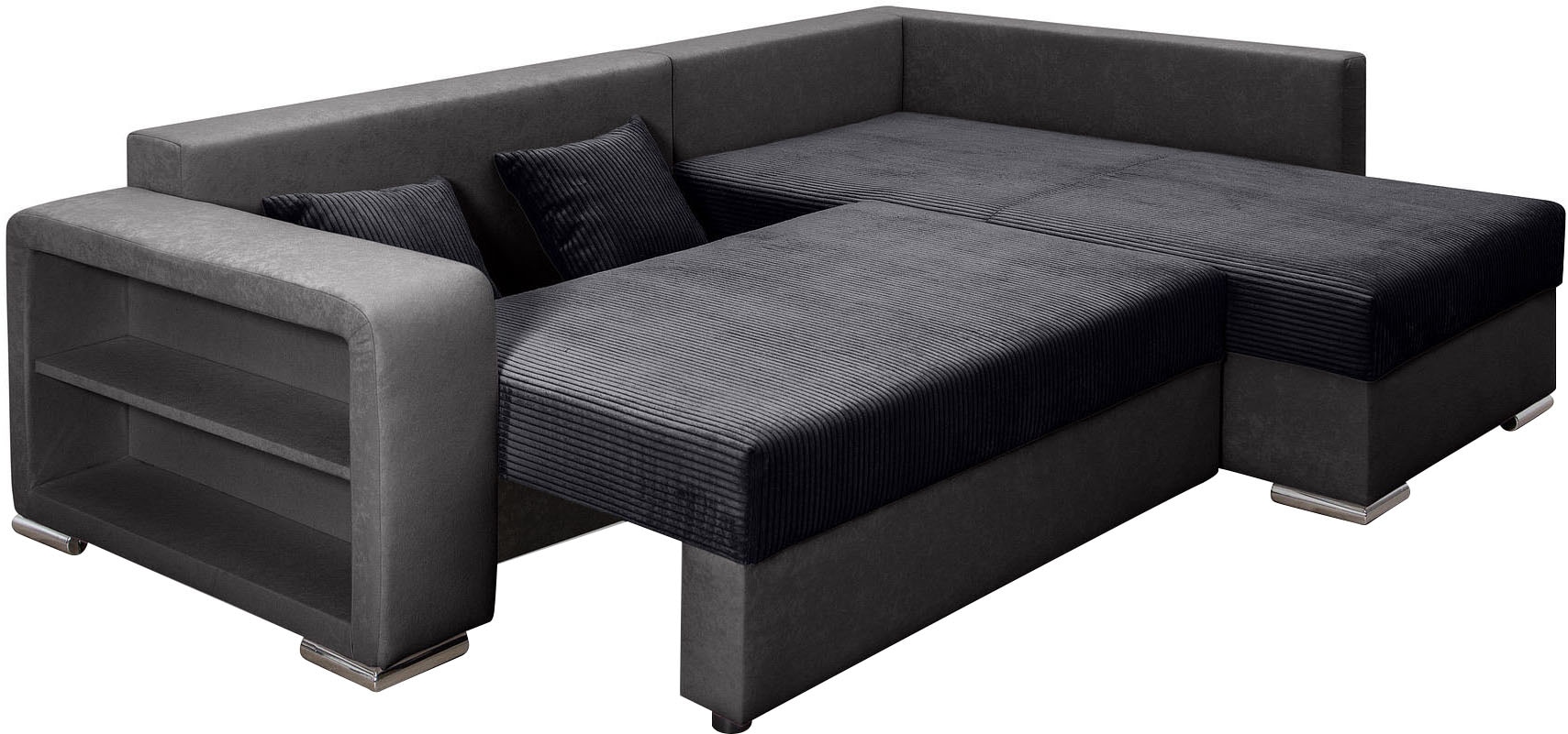 COLLECTION AB Ecksofa »John L-Form«, Regalarmlehne,Bettfunktion,Bettkasten,Ottomane beiseitig montierbar