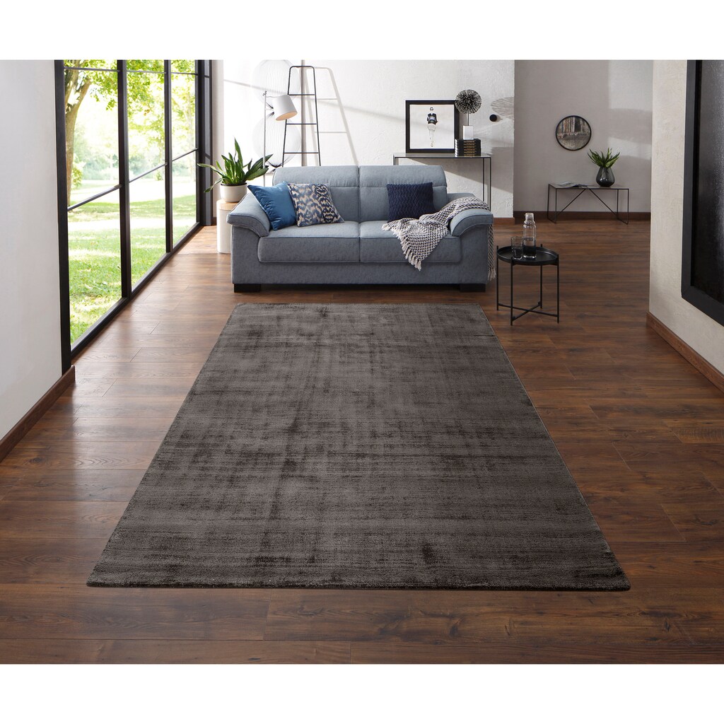 my home Teppich »Shirley«, rechteckig, Handweb Teppich, aus weicher Viskose, handgewebt, Wohnzimmer