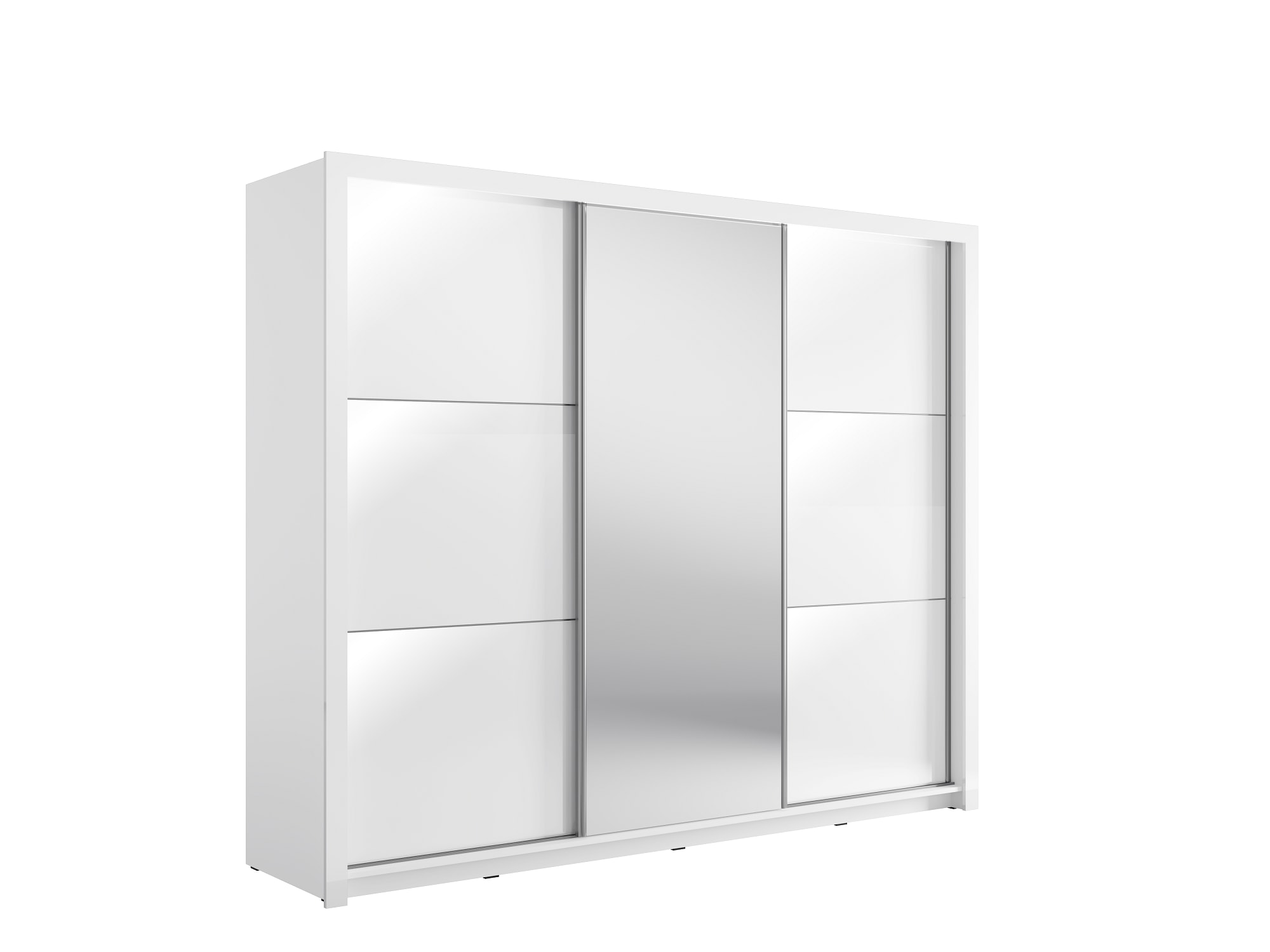 Home affaire Kleiderschrank »LANDERY Garderobe mit Spiegel, 8 Fächer, 2 Kleiderstangen, Beleuchtung« Schiebetürenschrank mit 3 Türen, Maße B/T/H: 252/67/213cm