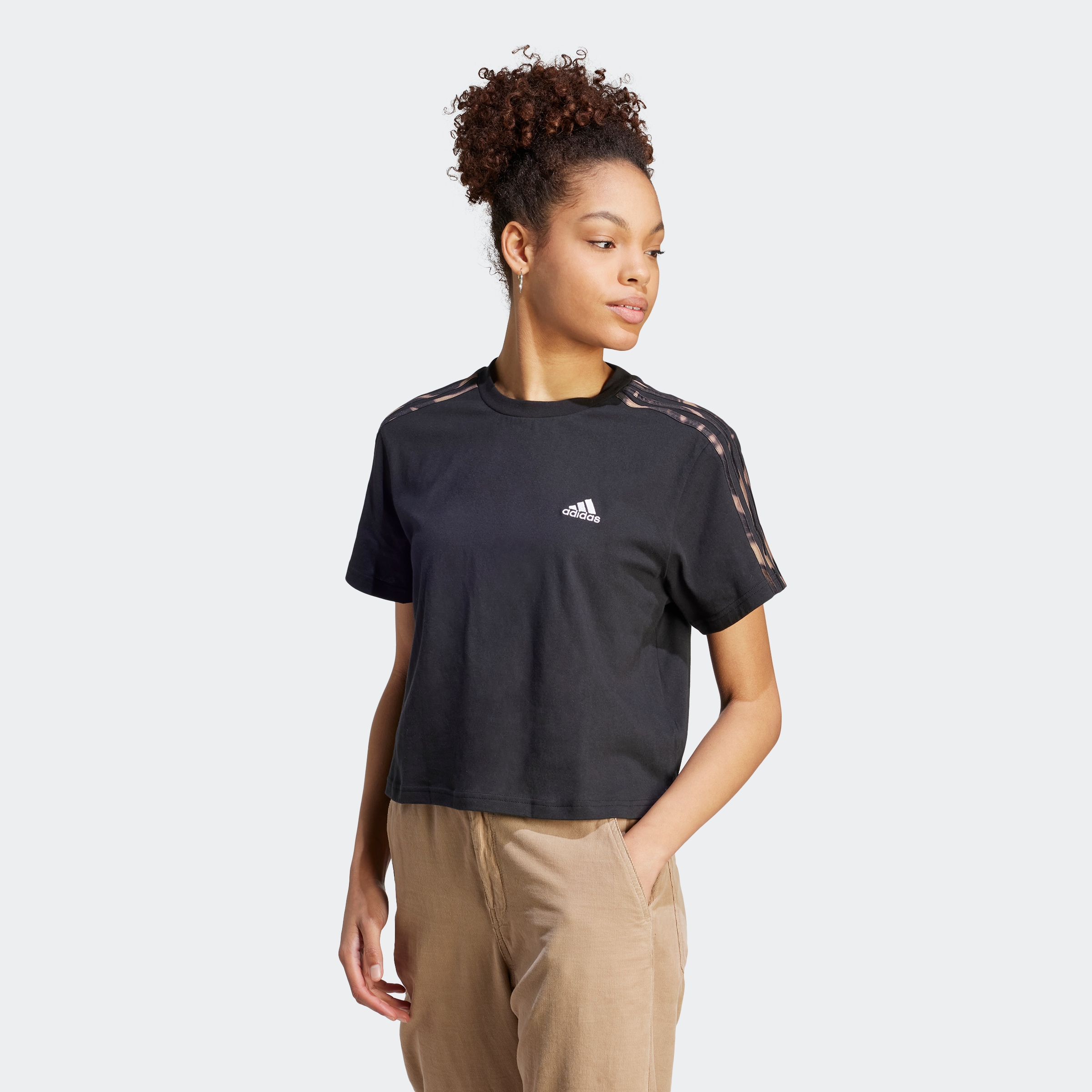adidas Sportswear T-Shirt »VIBRANT PRINT 3STREIFEN COTTON CROPSHIRT«