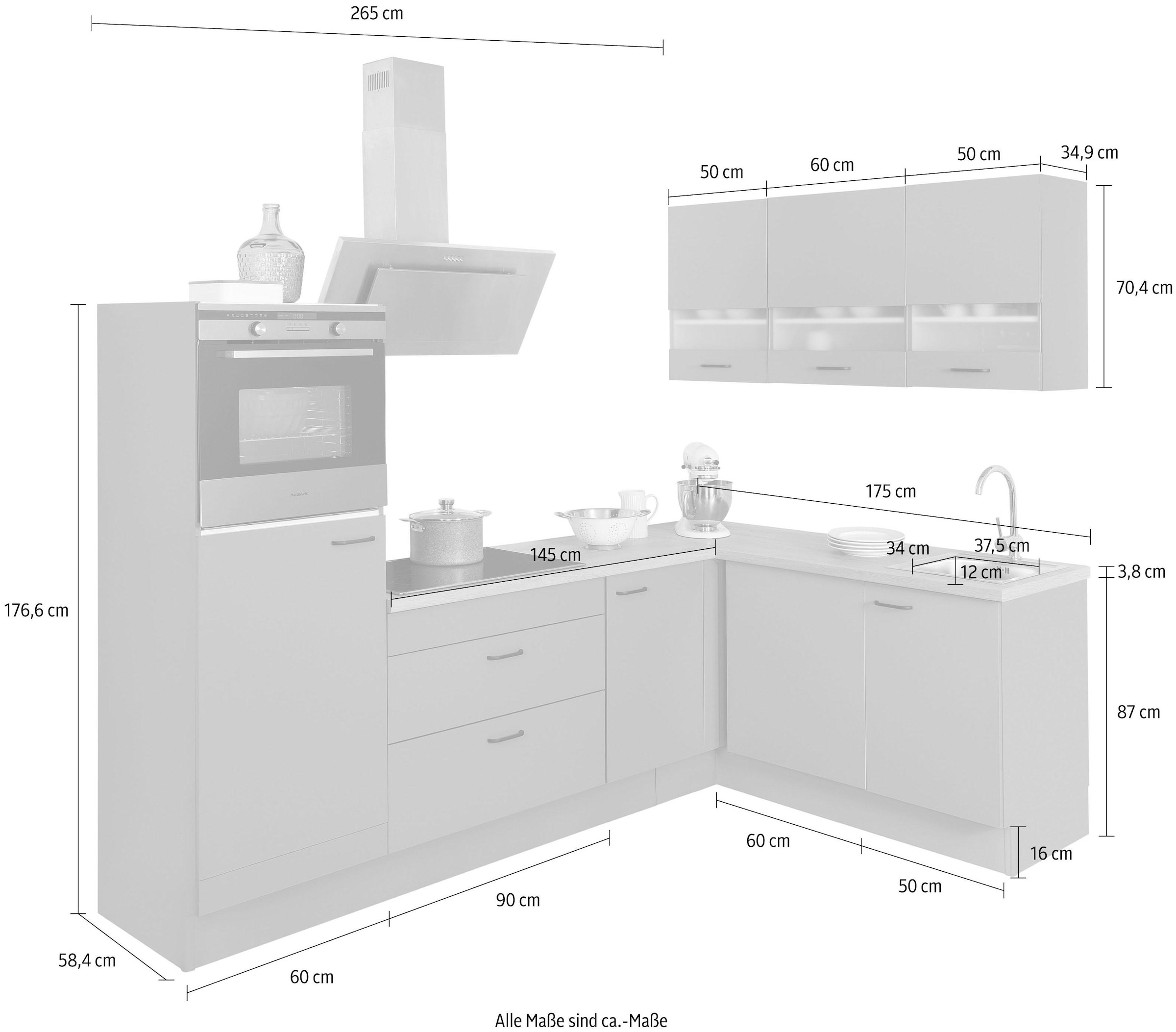 OPTIFIT Winkelküche »Elga«, Soft-Close-Funktion, höhenverstellbaren Füßen, Stellbreite 265 x 175cm