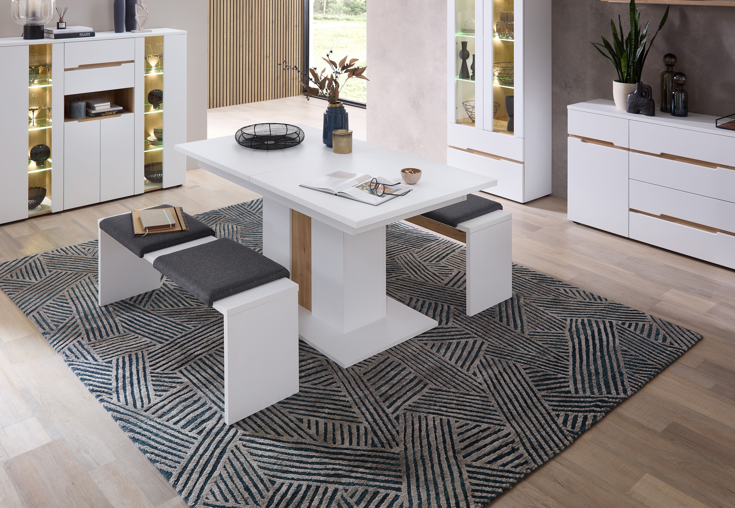 Innostyle Couchtisch »Memphis Couchtisch,110x40x65 cm (B/H/T)«, (1 St.), 2 offene Fächer, 2 Schubkasten