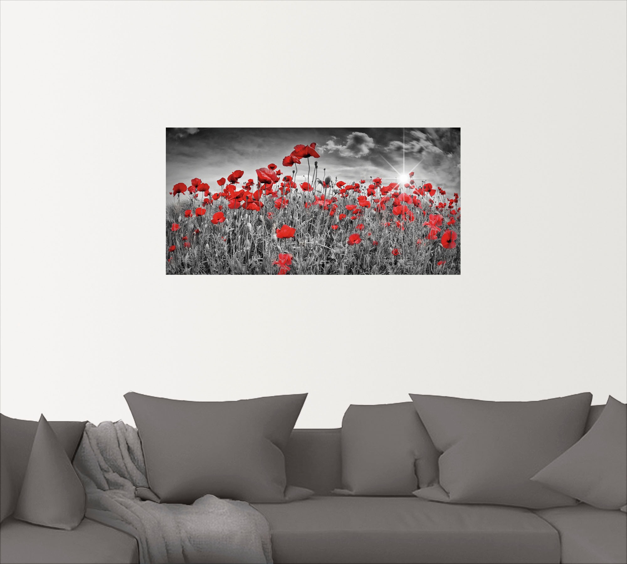 Artland Wandbild "Idyllisches Mohnblumenfeld mit Sonne", Blumen, (1 St.), a günstig online kaufen