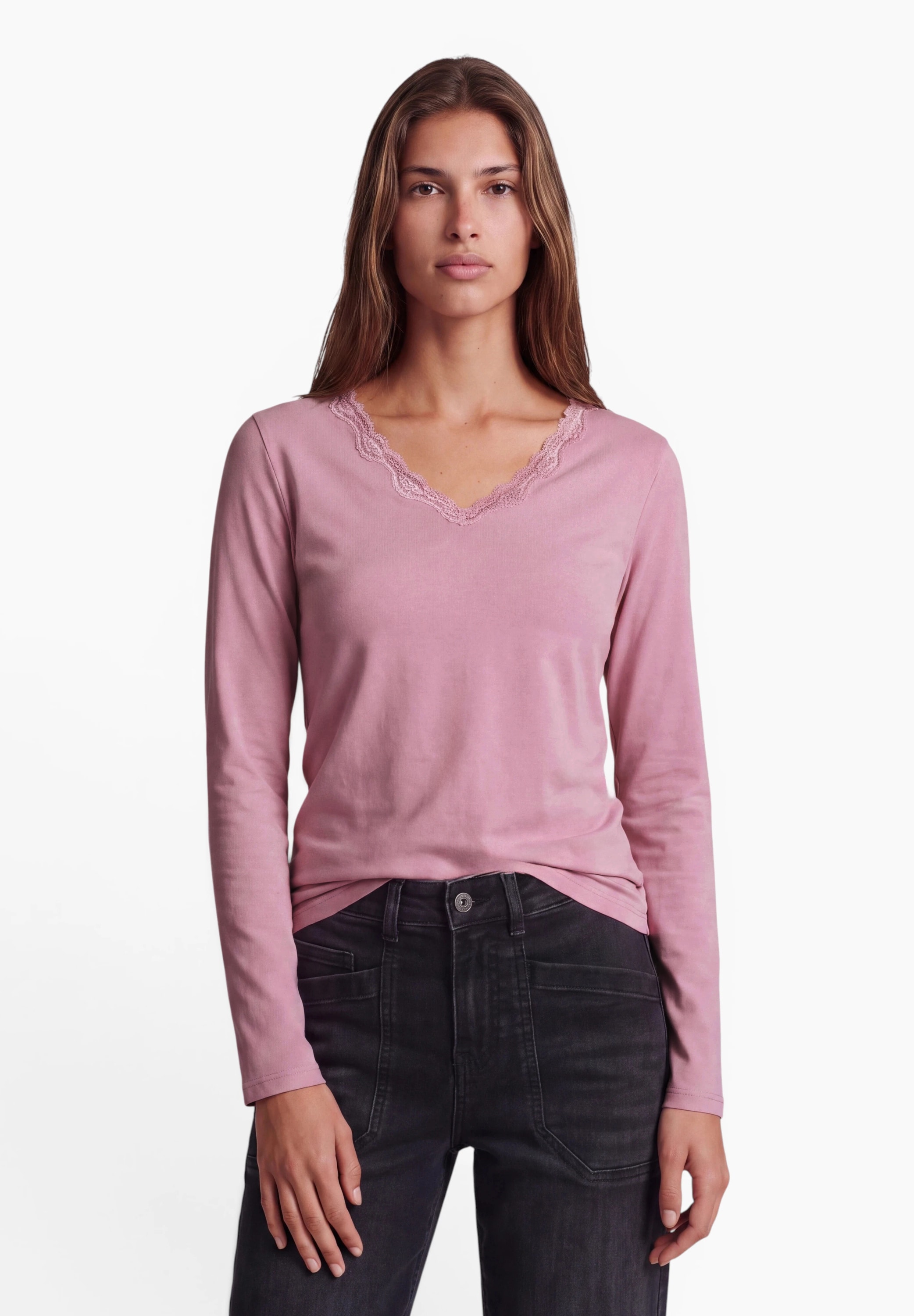 STREET ONE STUDIO Langarmshirt mit Spitzendetails