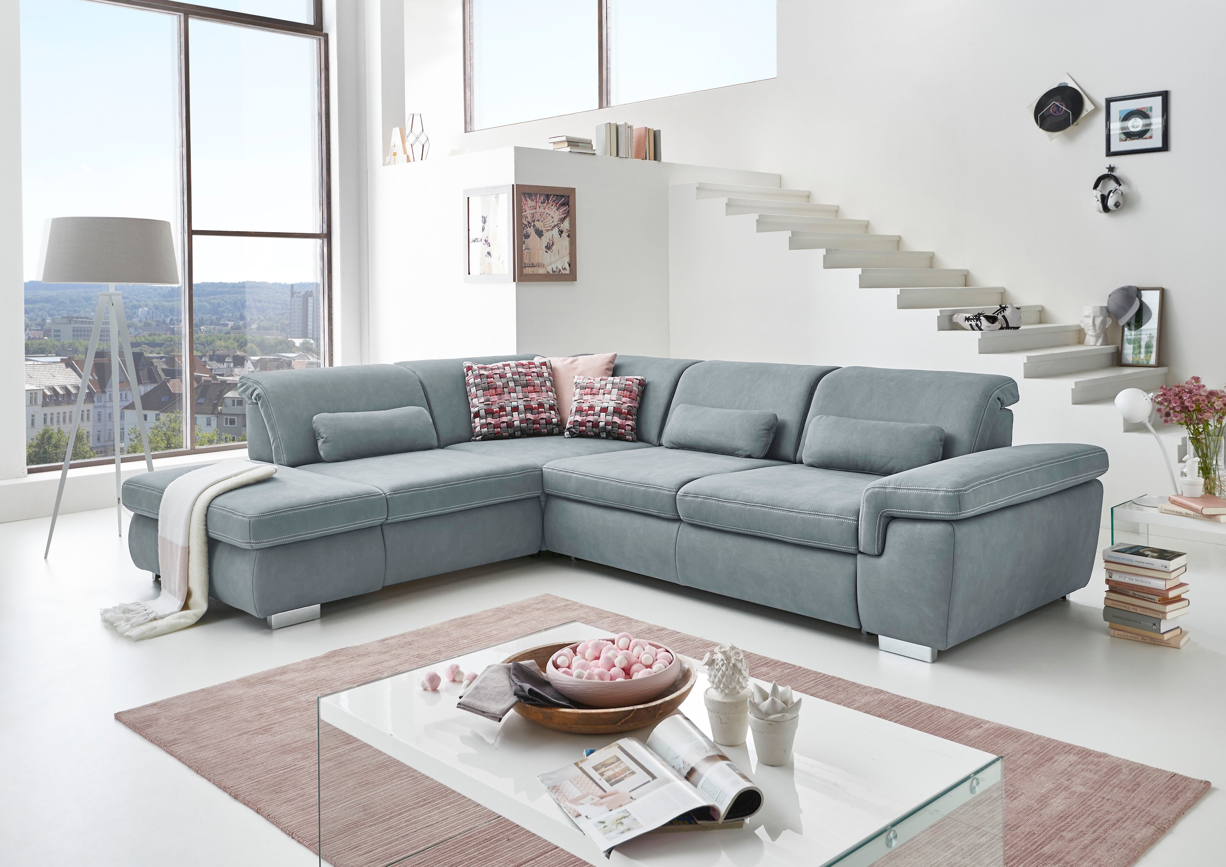 Die PlanBar Ecksofa »MP-IN17041 L-Form«, Sitztiefenverstellung, optional mit Kopfteilverstellung & Bettfunktion