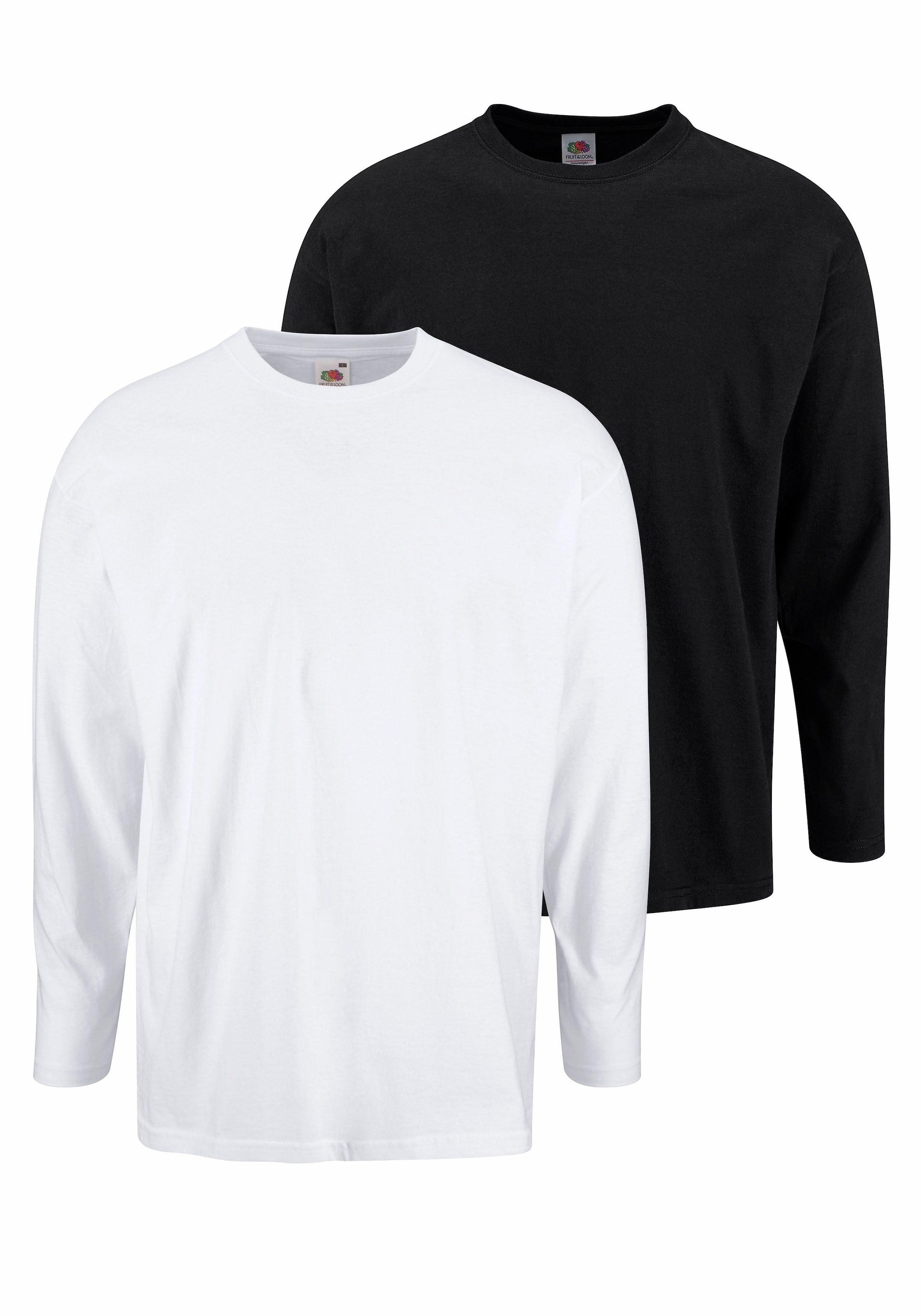 Fruit of the Loom Langarmshirt, 2 Stk. aus reiner Baumwolle, 2-er Pack günstig online kaufen